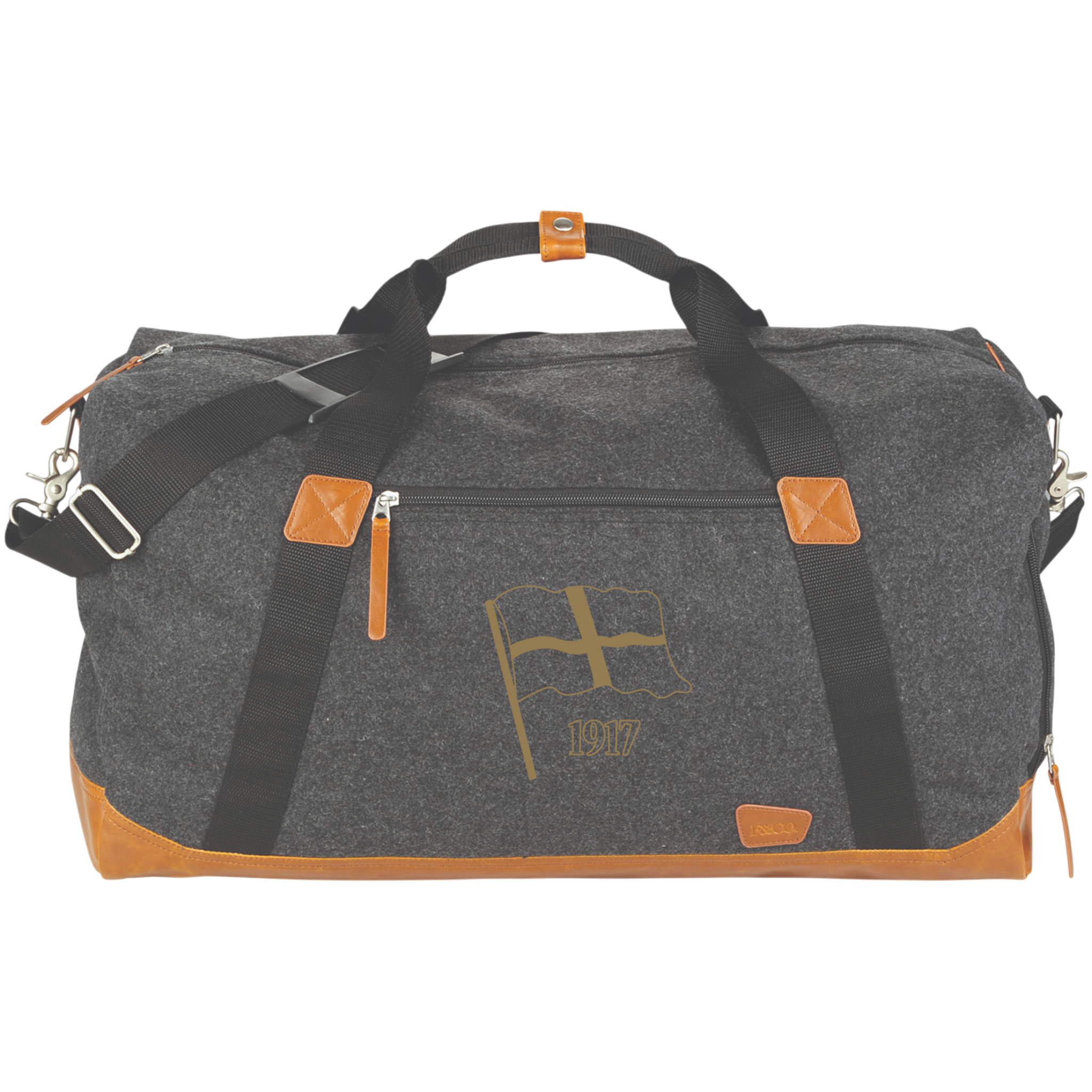 Poly Duffle Bag - Gray With Tan Leather Trim