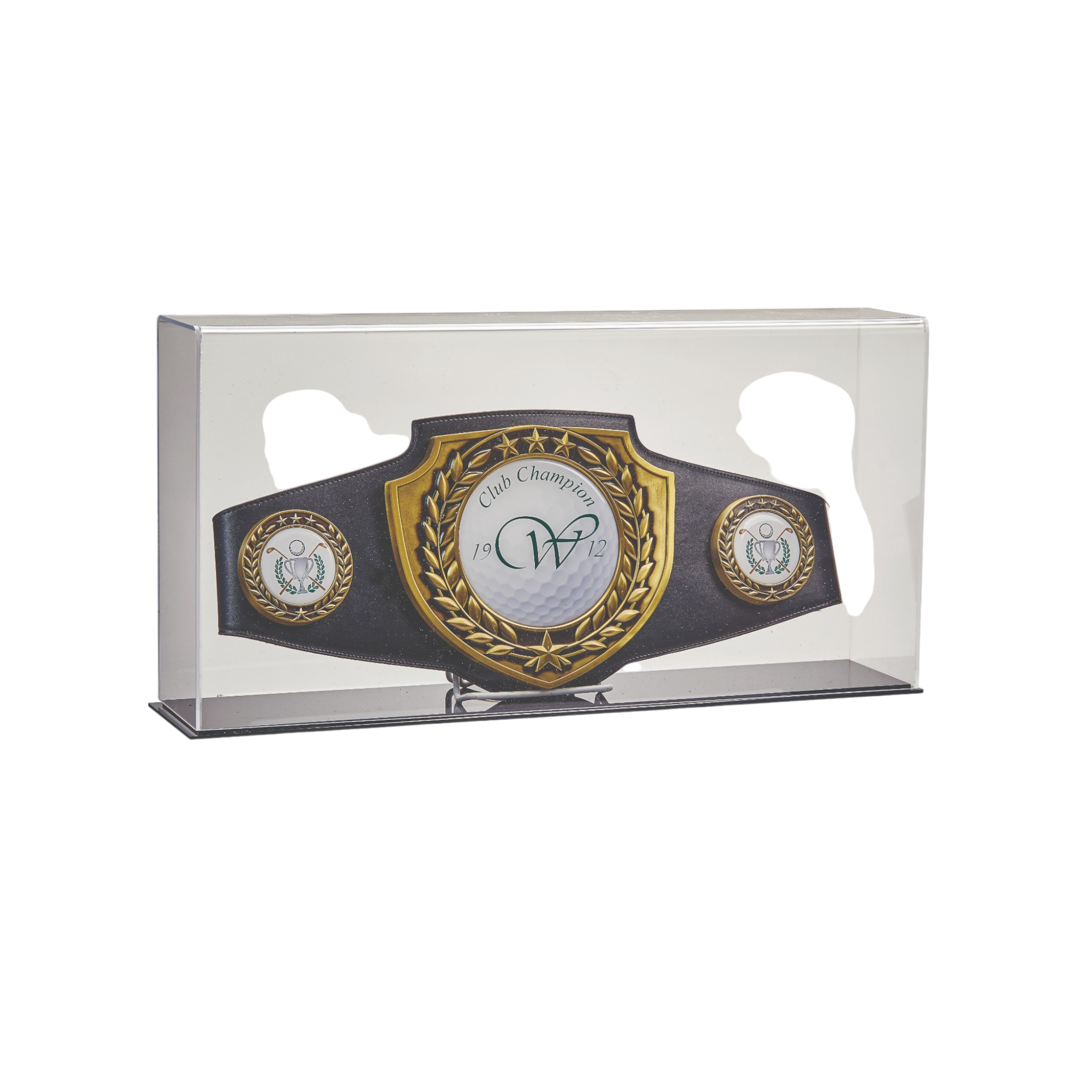 Black Leather Adjustable Champion's Belt with Glass Display Case