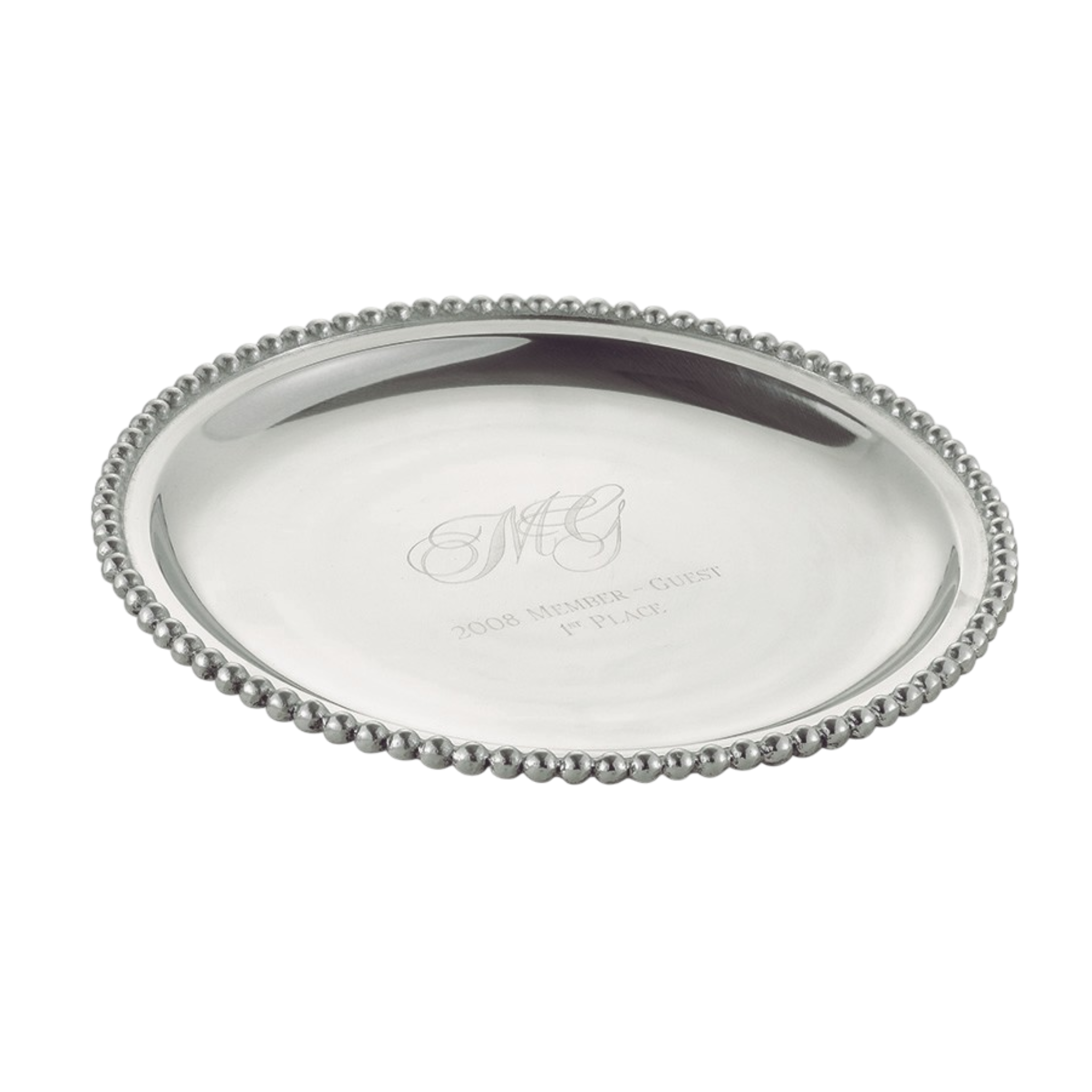 Aluminum Beaded Round Tray