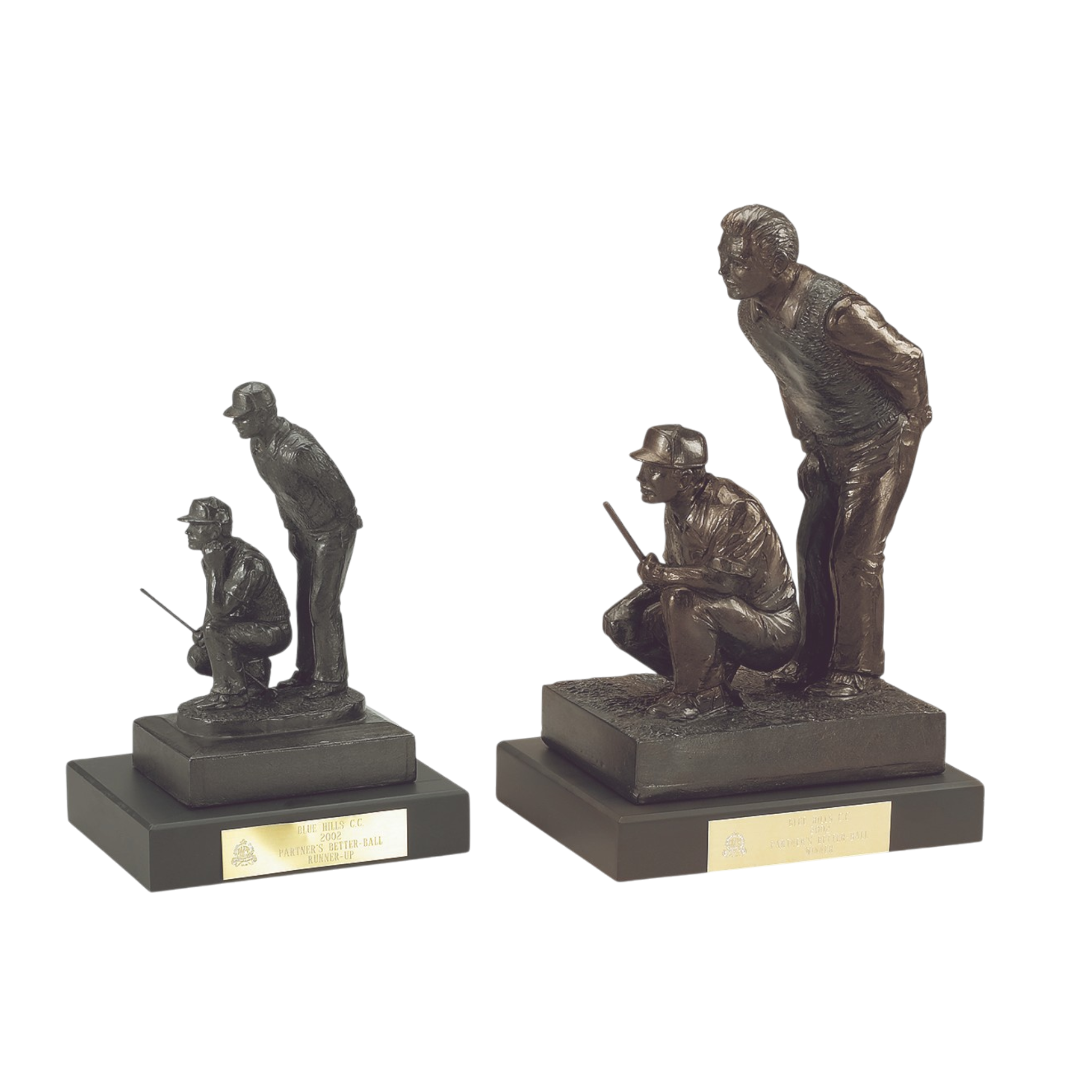 Bronze Male Golf Partners On Wood Base