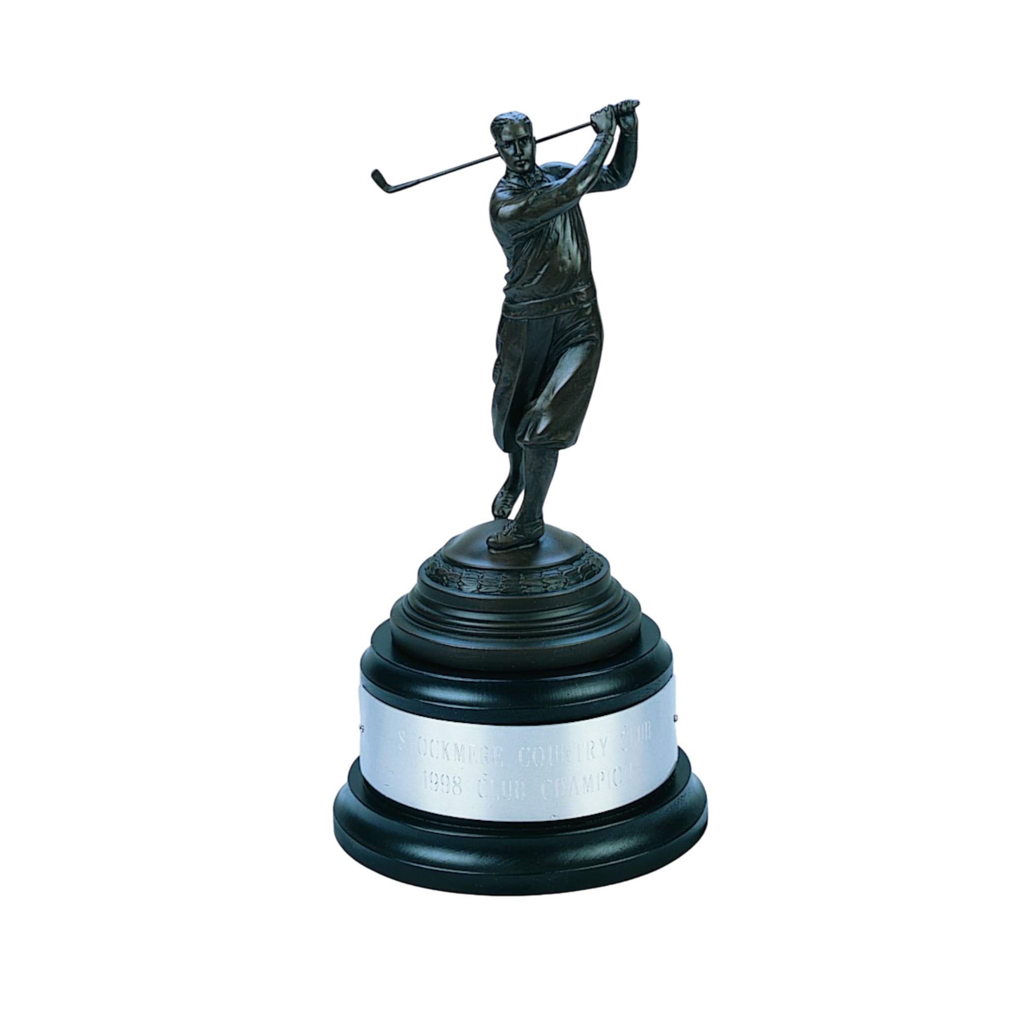 Antique Bronze Finished Classic Male Golfer on Black Wood Base