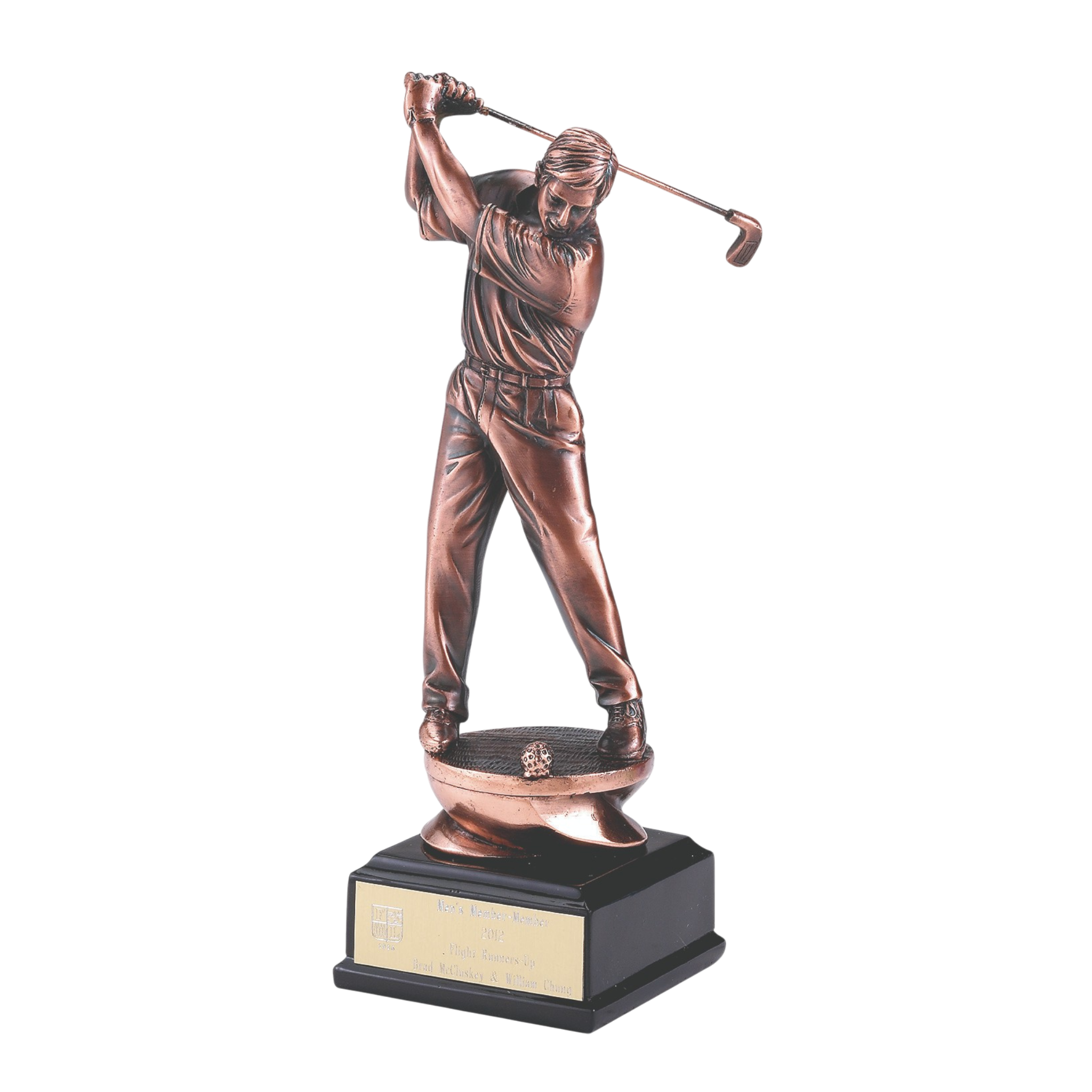 Male Golfer's Backswing On Black Wood Base