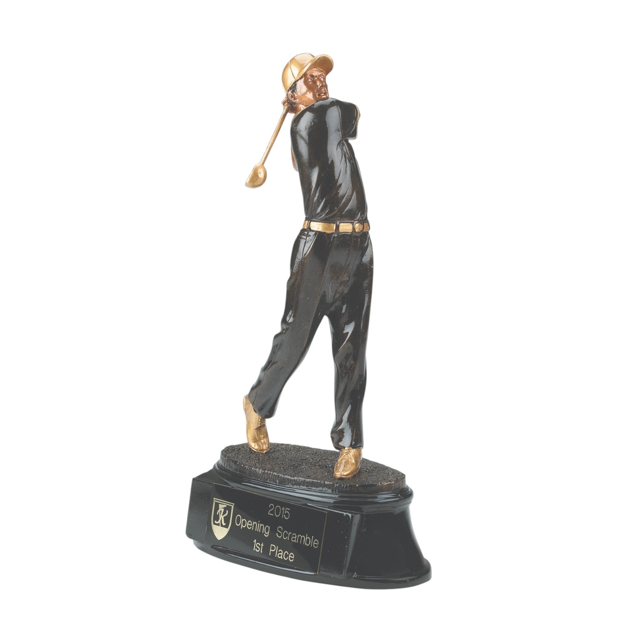 Black & Gold Resin Male Golf Sculpture