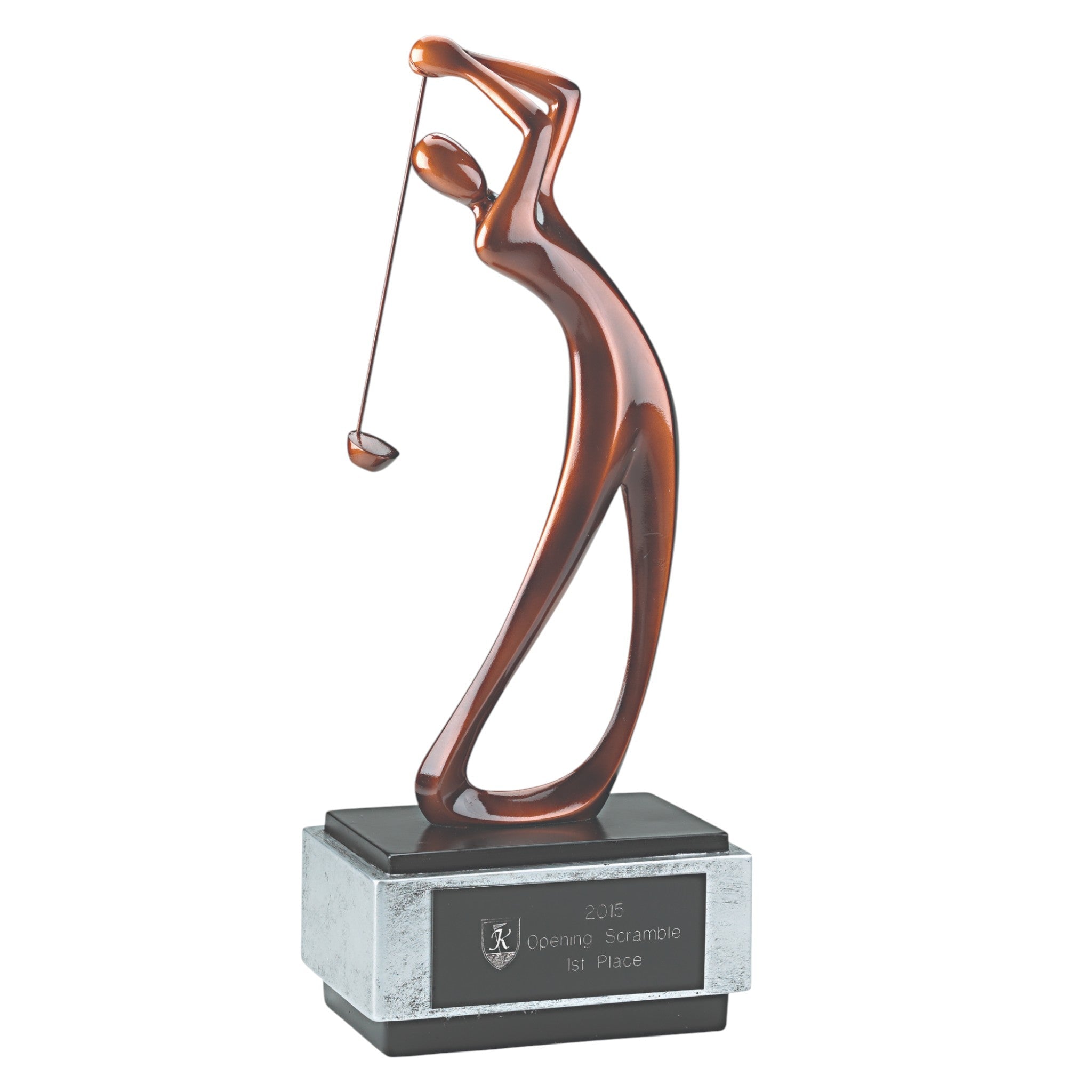 Contemporary Resin Male Golfer Sculpture On Wood Base