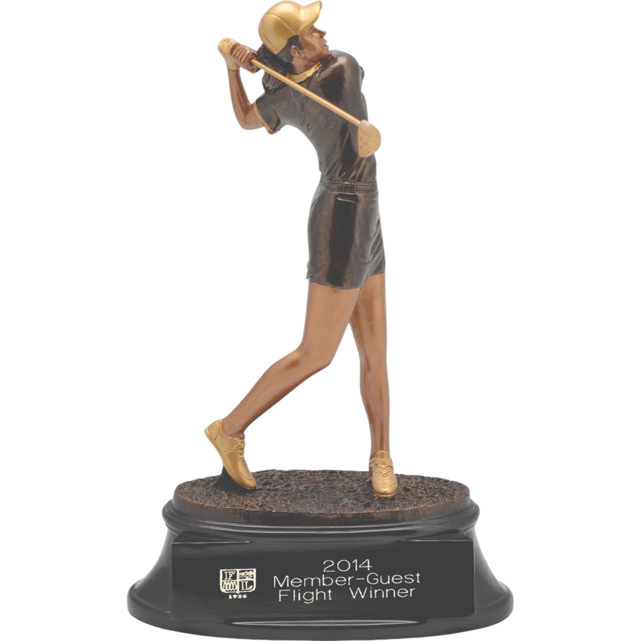 Black & Gold Resin Female Golf Sculpture