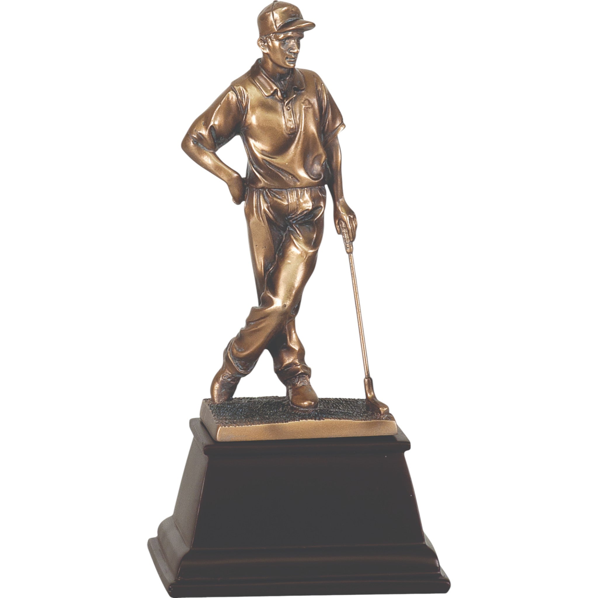 Copper-Tone Resin Male Golfer Standing