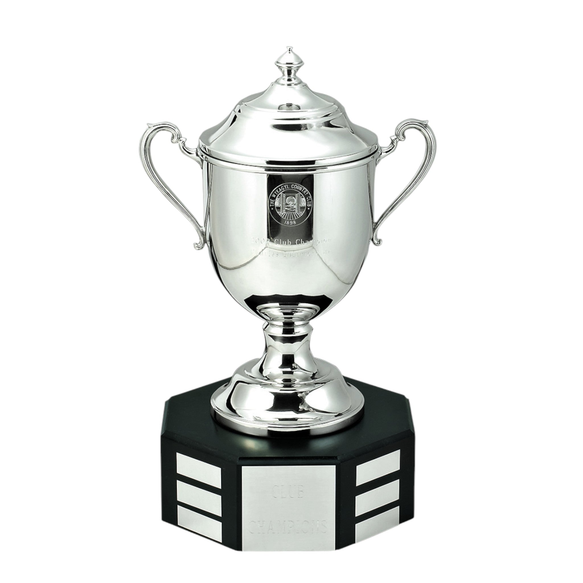 Pewter Covered Trophy Cup On Mahogany Perpetual Base