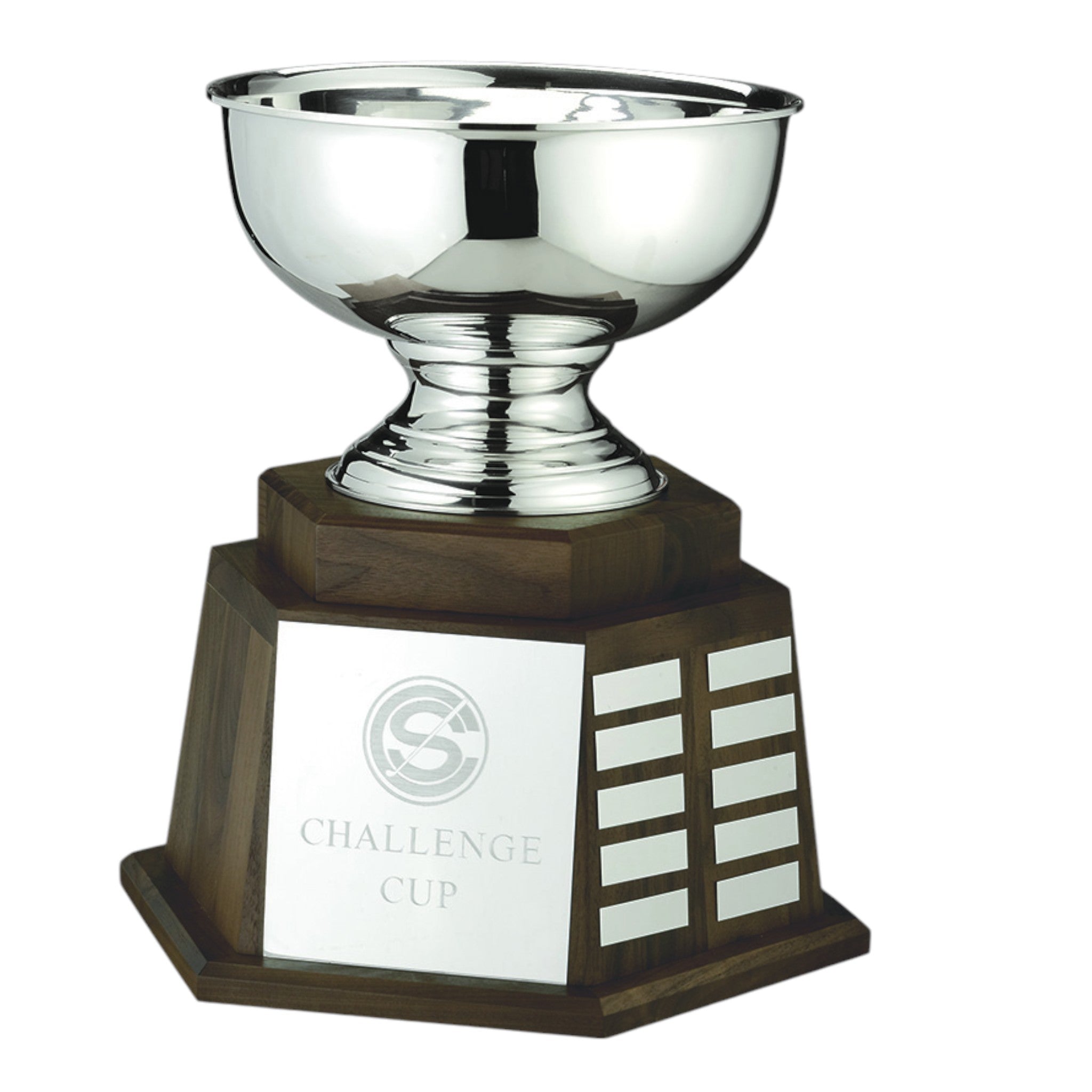 Pewter Revere Punch Bowl With Pedestal Base On Walnut Perpetual Base