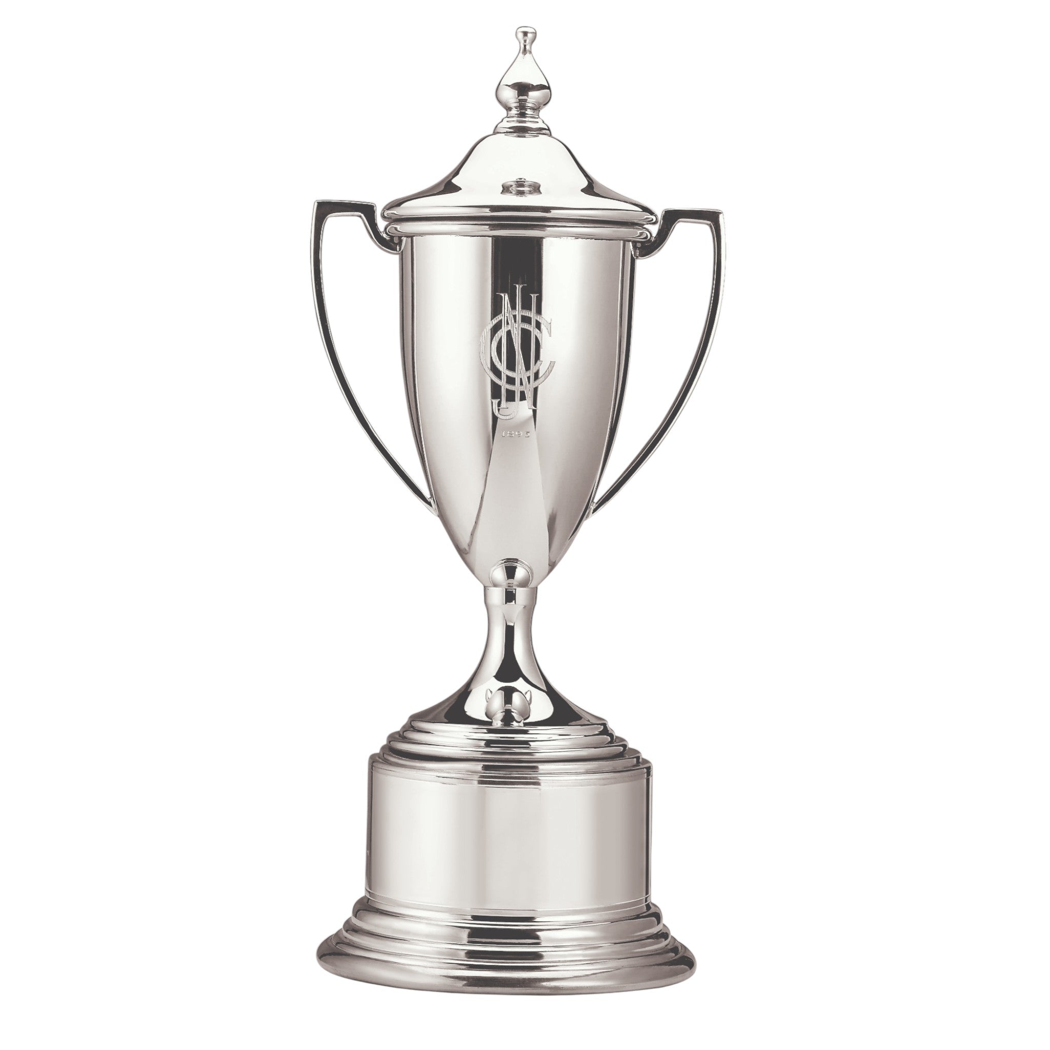 Nickel Plated Trophy Cup with Handles On Wood Base