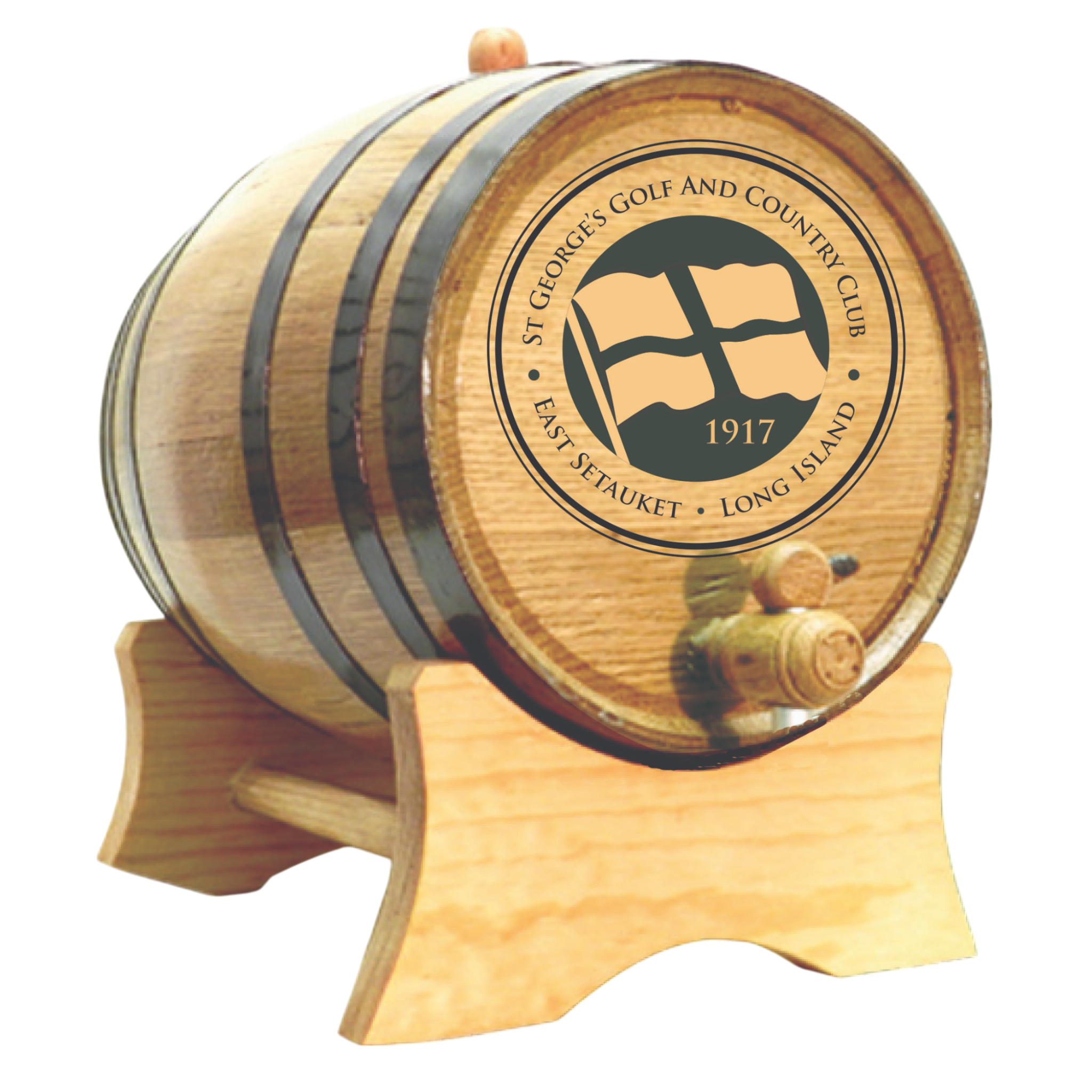 American White Oak Barrel With Black Steel Hoops