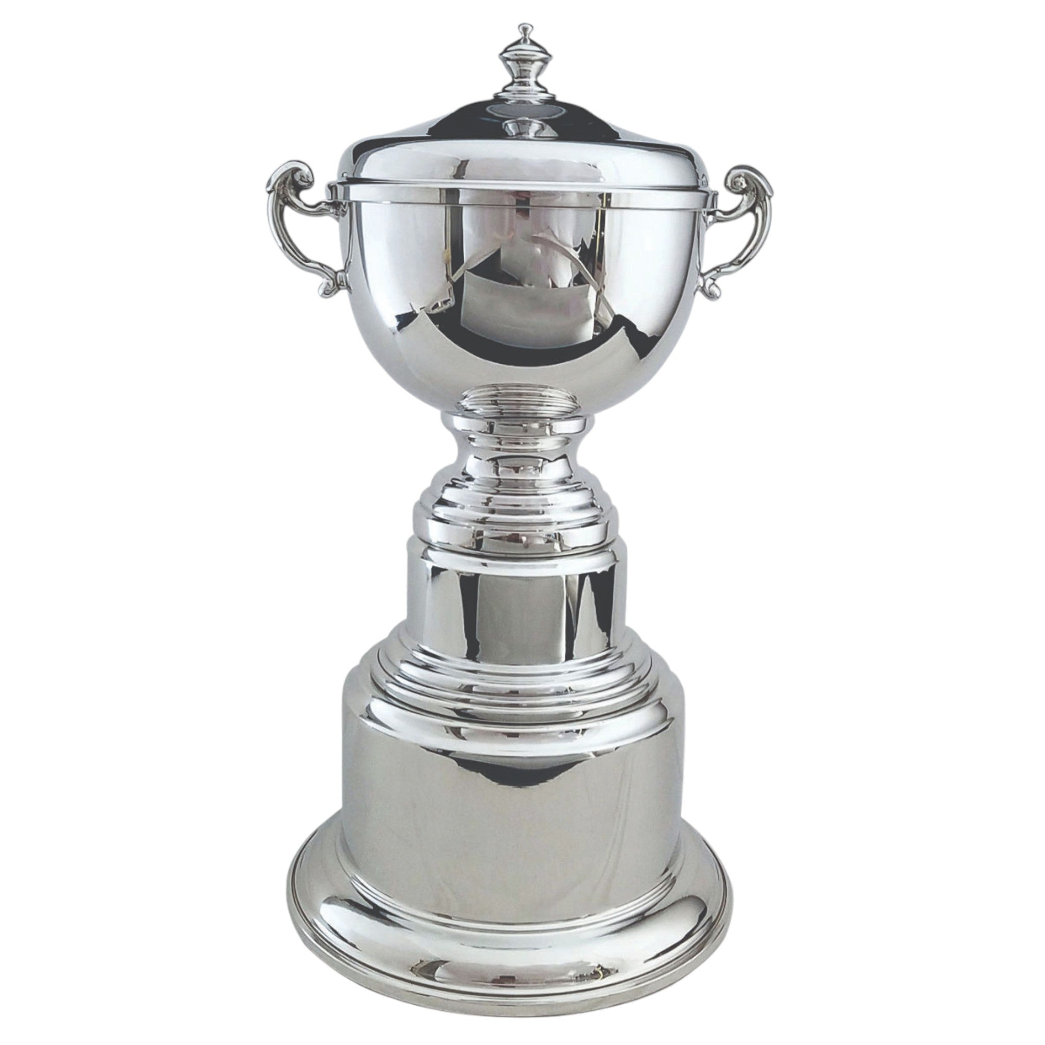 Colonial Cup Perpetual Pewter Trophy Cup with Lid On Additional Pewter Base