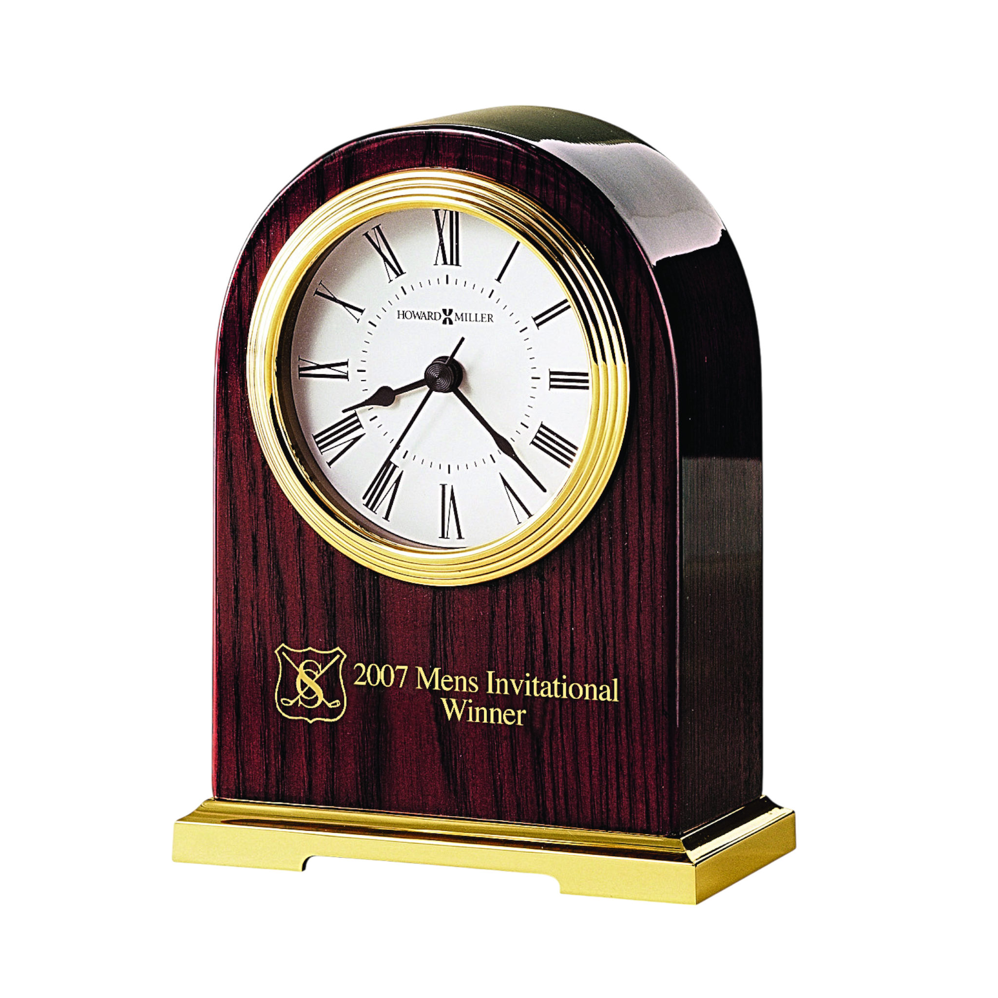 High Gloss Rosewood And Brass Desk Clock