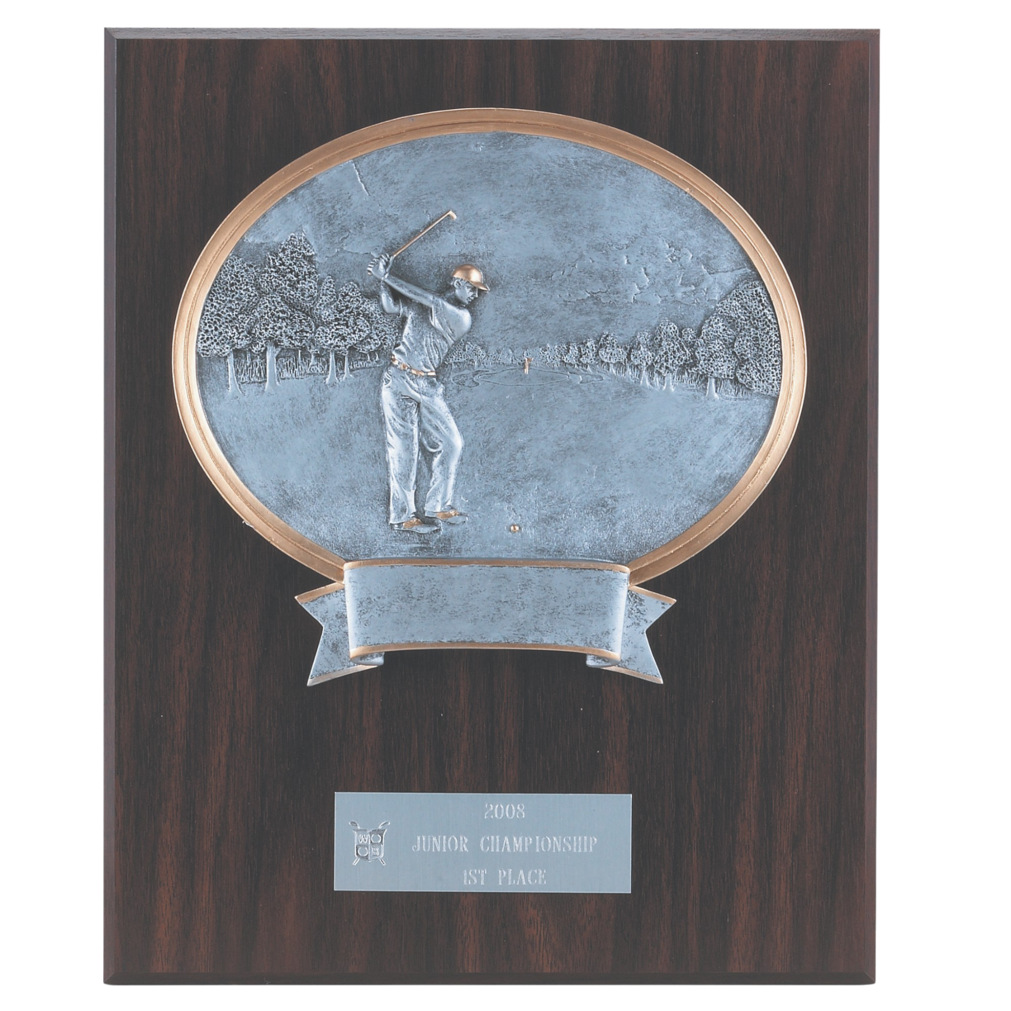 Wood Plaque With Golf Shield