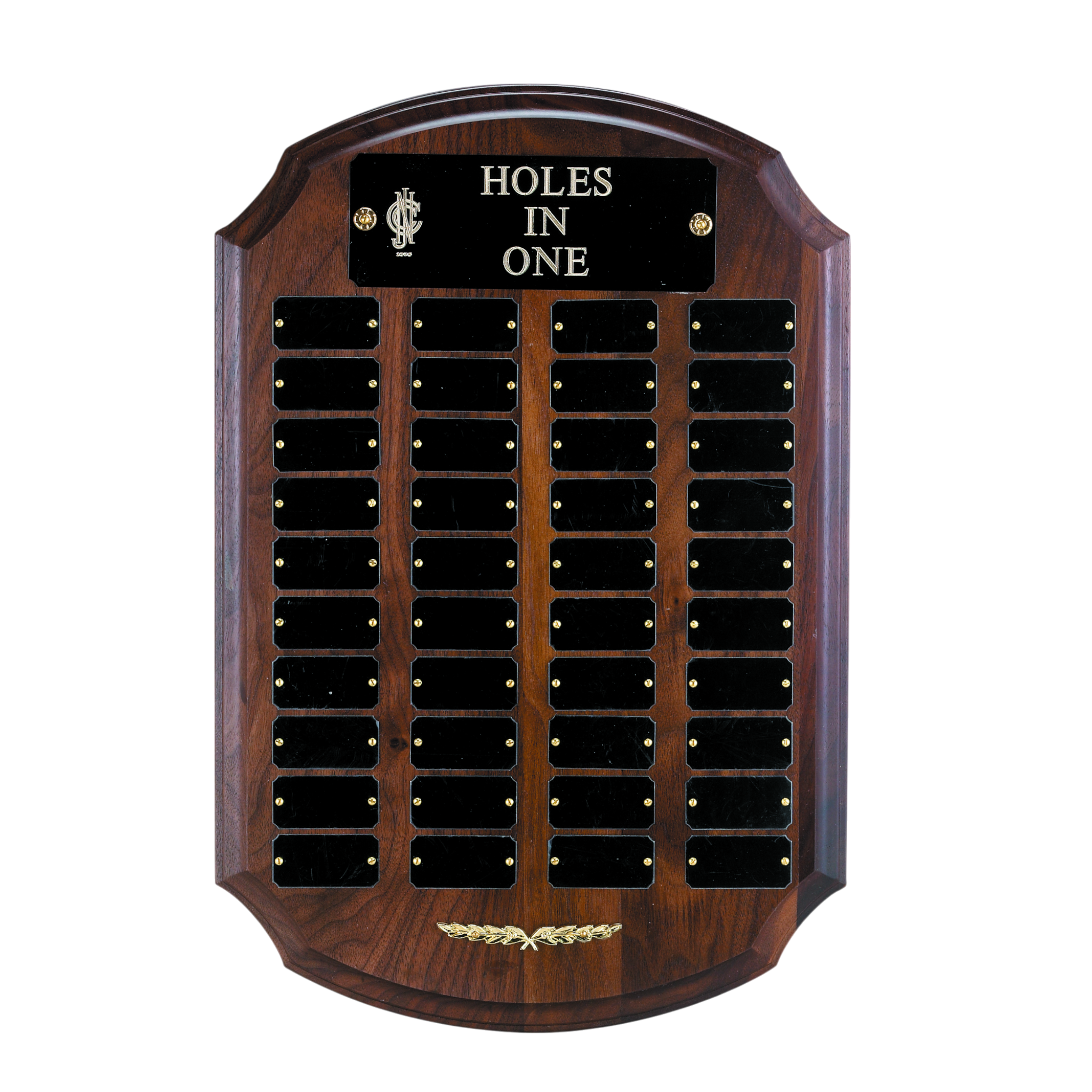 Walnut Hole-In-One Plaque With 40 Plates