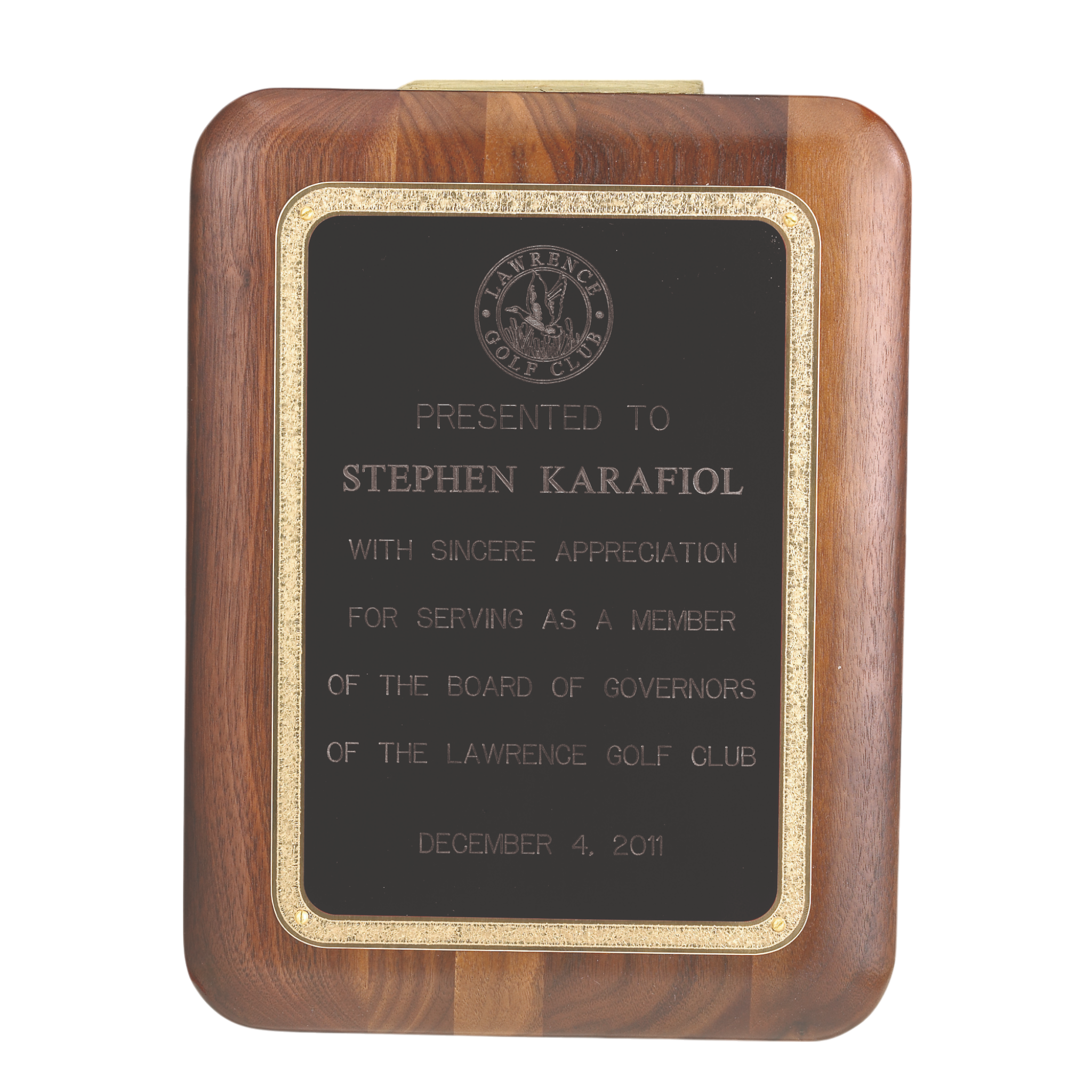 Recognition Plaque With Engravable Plate
