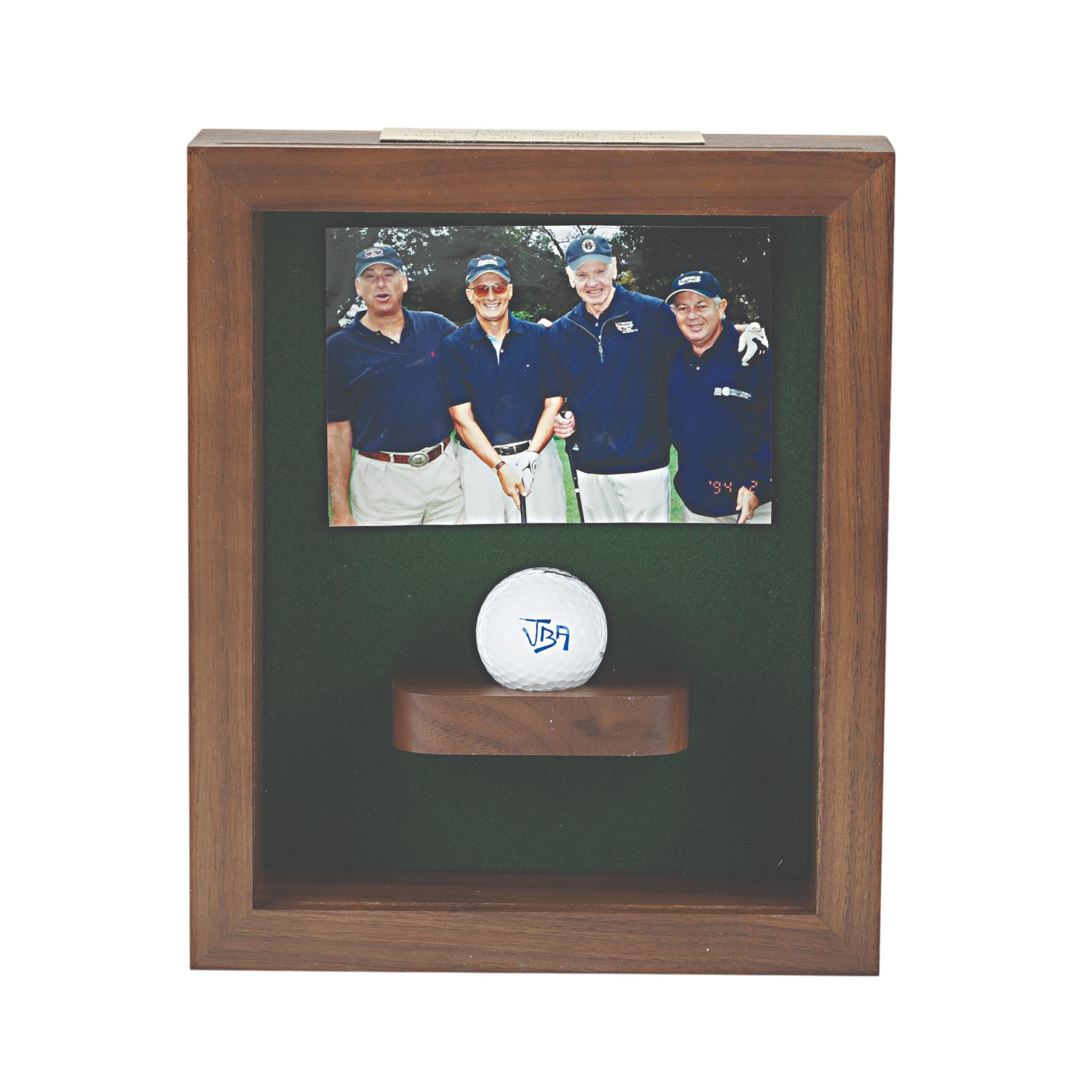 Walnut Framed Hole-One Shadow Box for 4" X 6" Photo & Ball