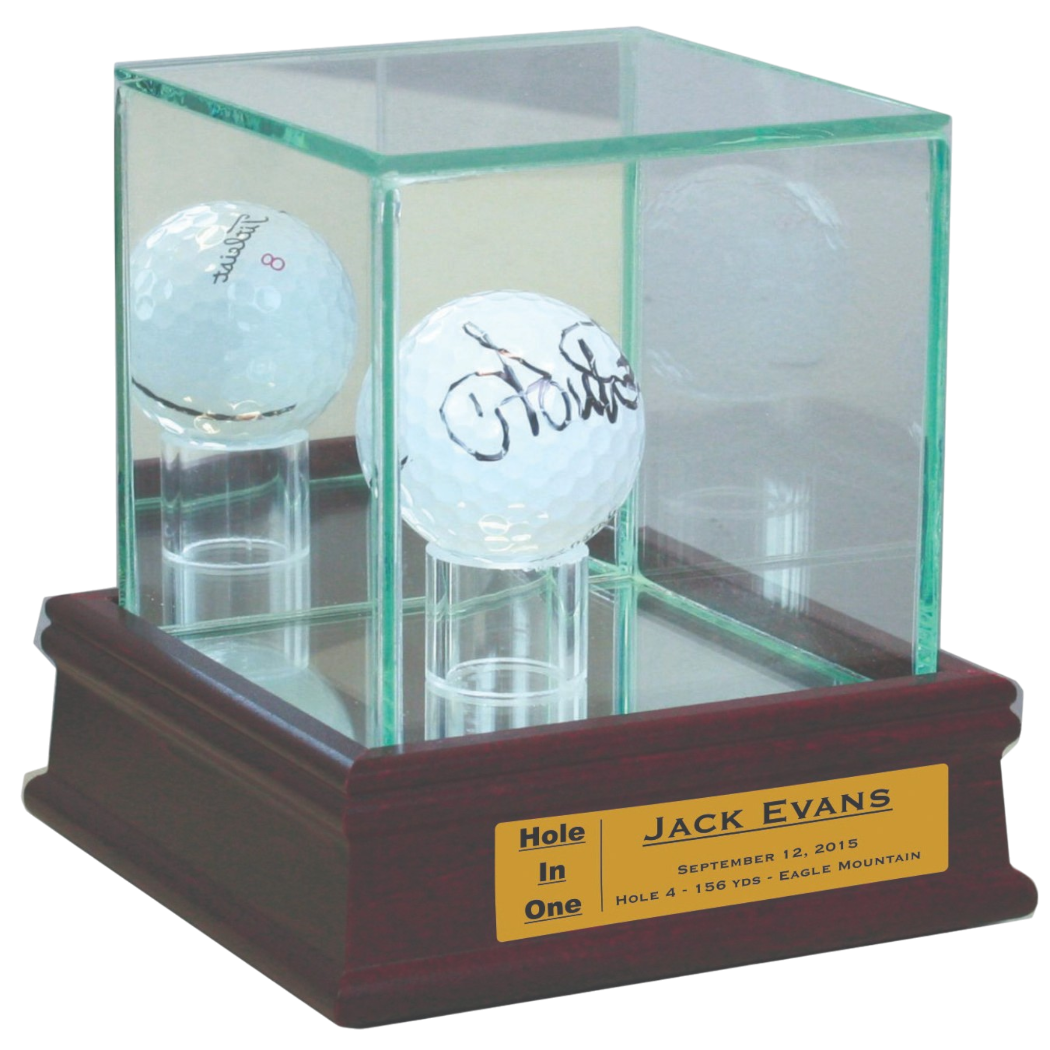 Glass & Wood Golf Ball Display Case