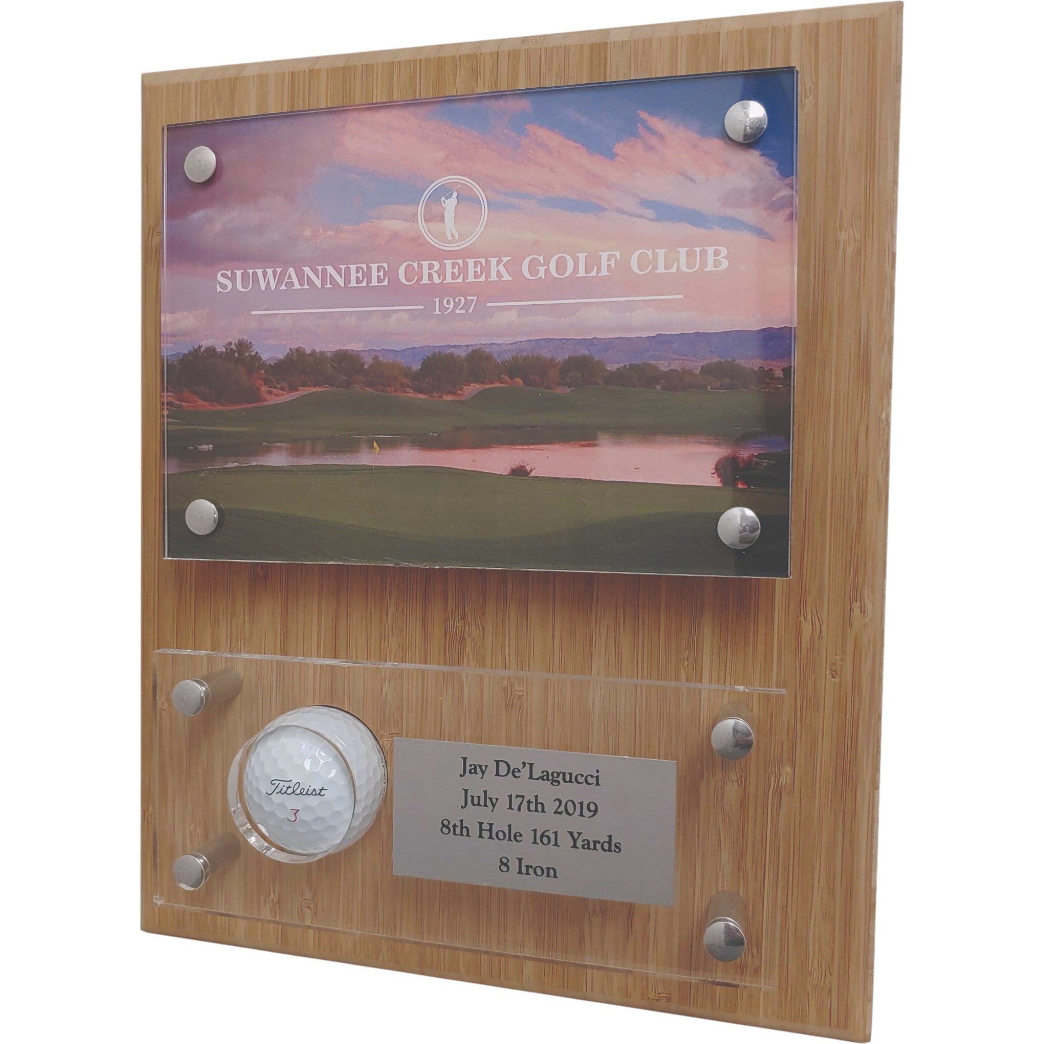 Wood Wall Mount Hole-in-One Award with Acrylic Covers