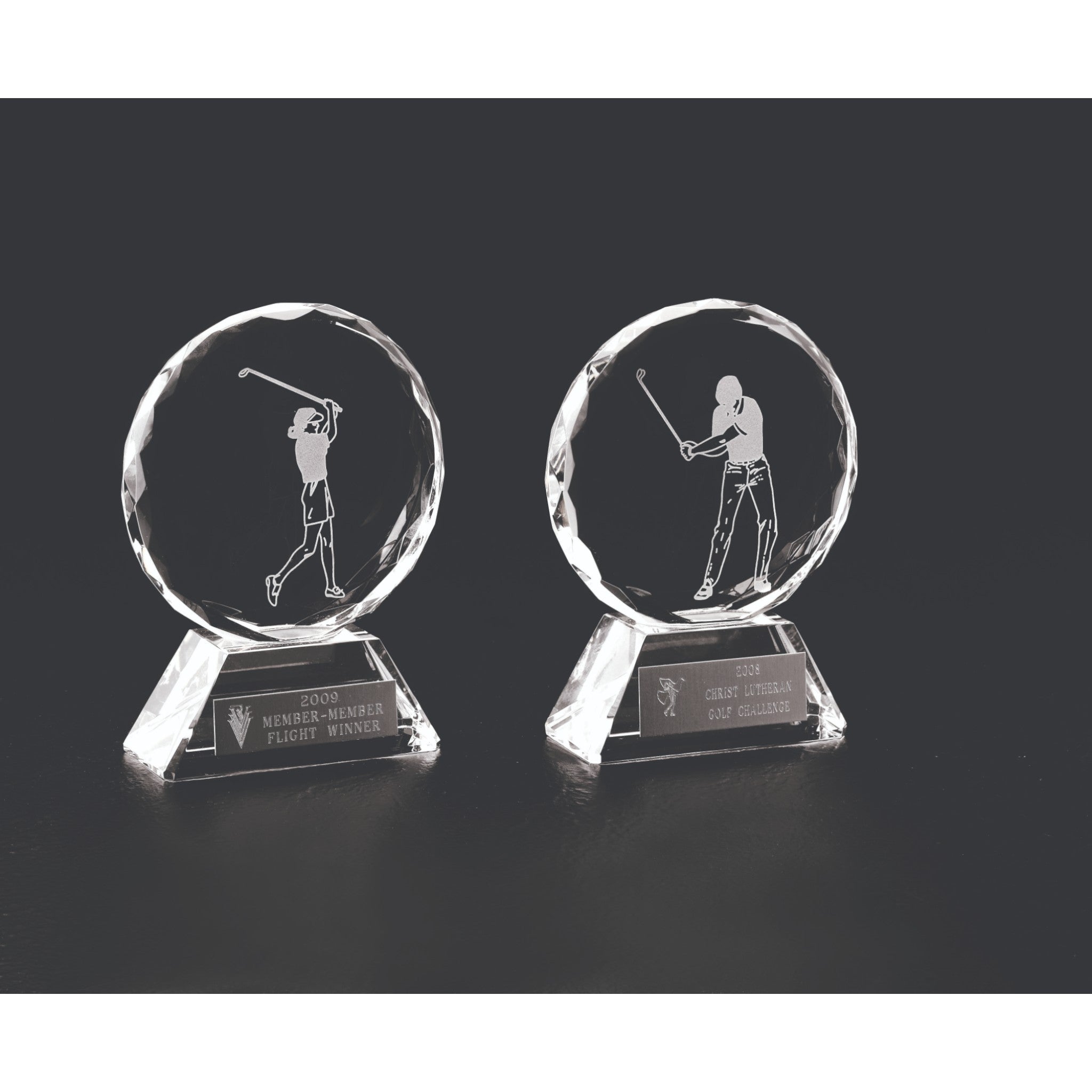 Optic Crystal Circle on Base Female Golfer Trophy