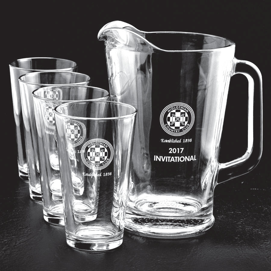 Glass Pitcher and Pint Glasses Set