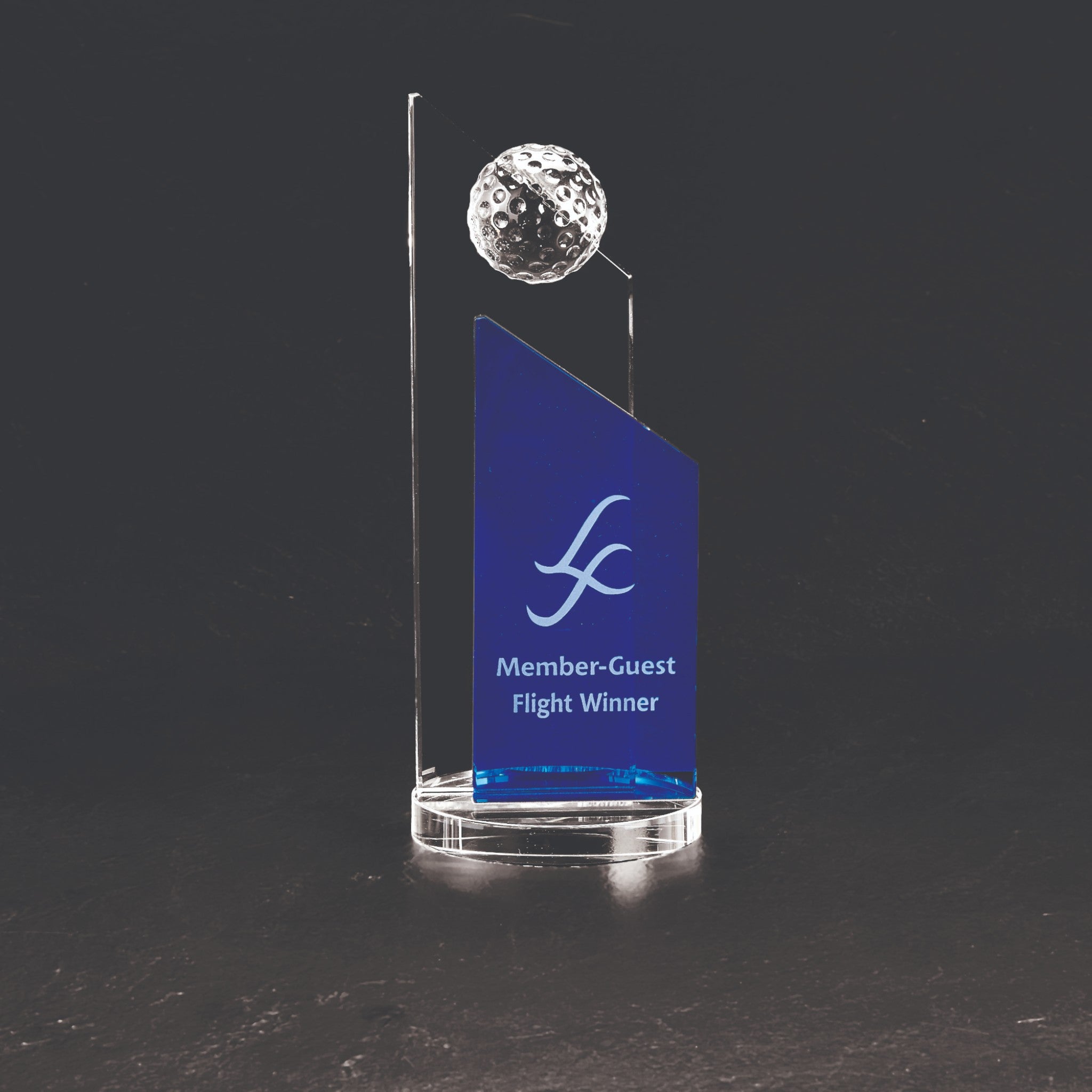 Optical Crystal Blue Success Golf Award