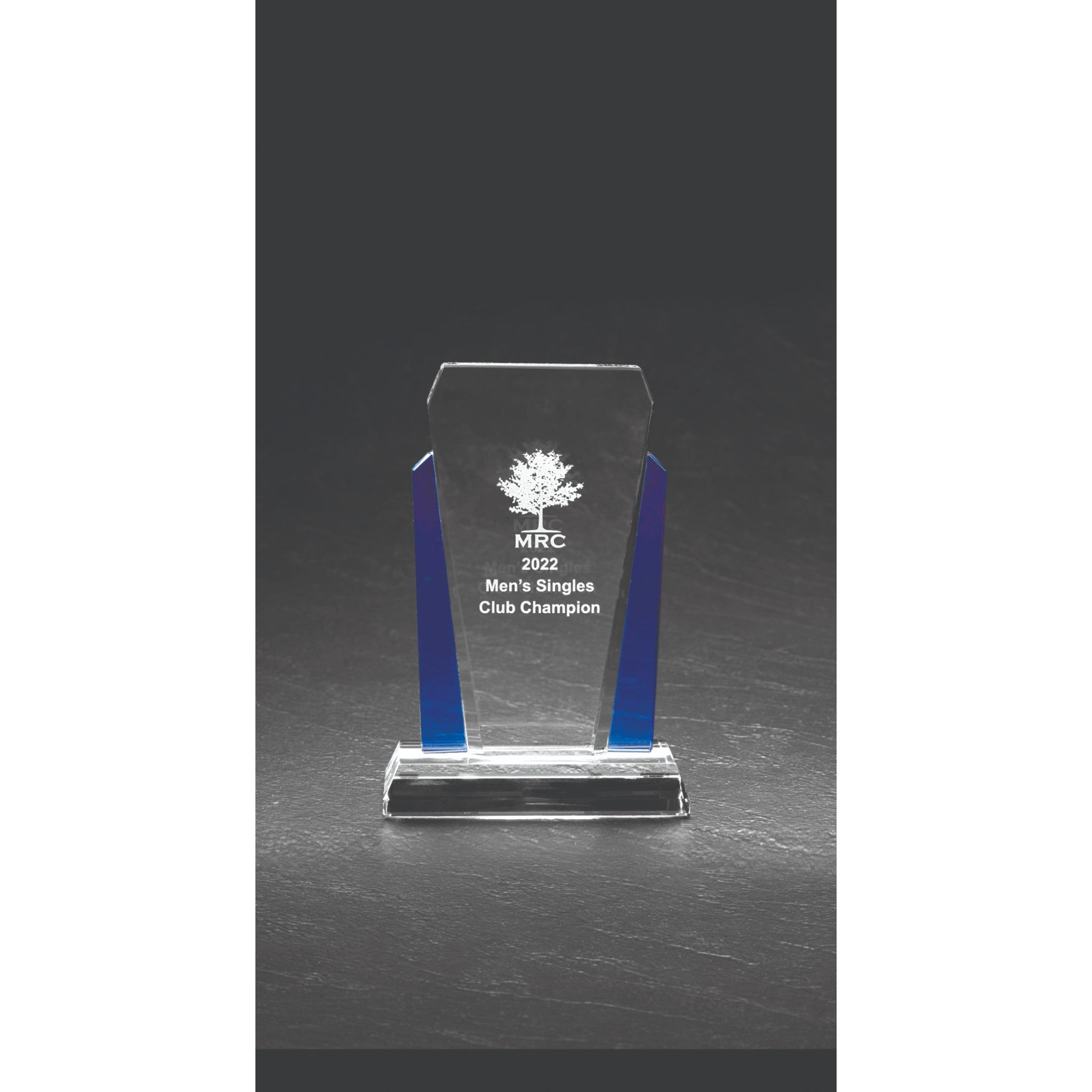 Clear and Blue Laserable Optical Crystal Award