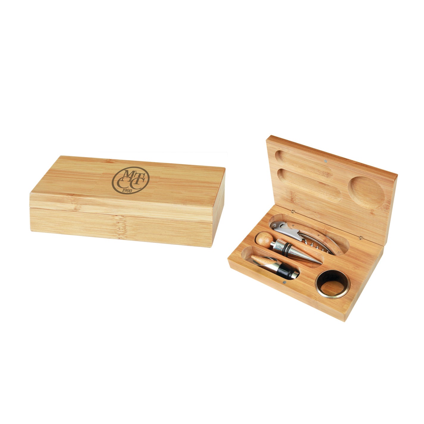Bamboo 4-Piece Wine Tool Set With Lasered Imprint