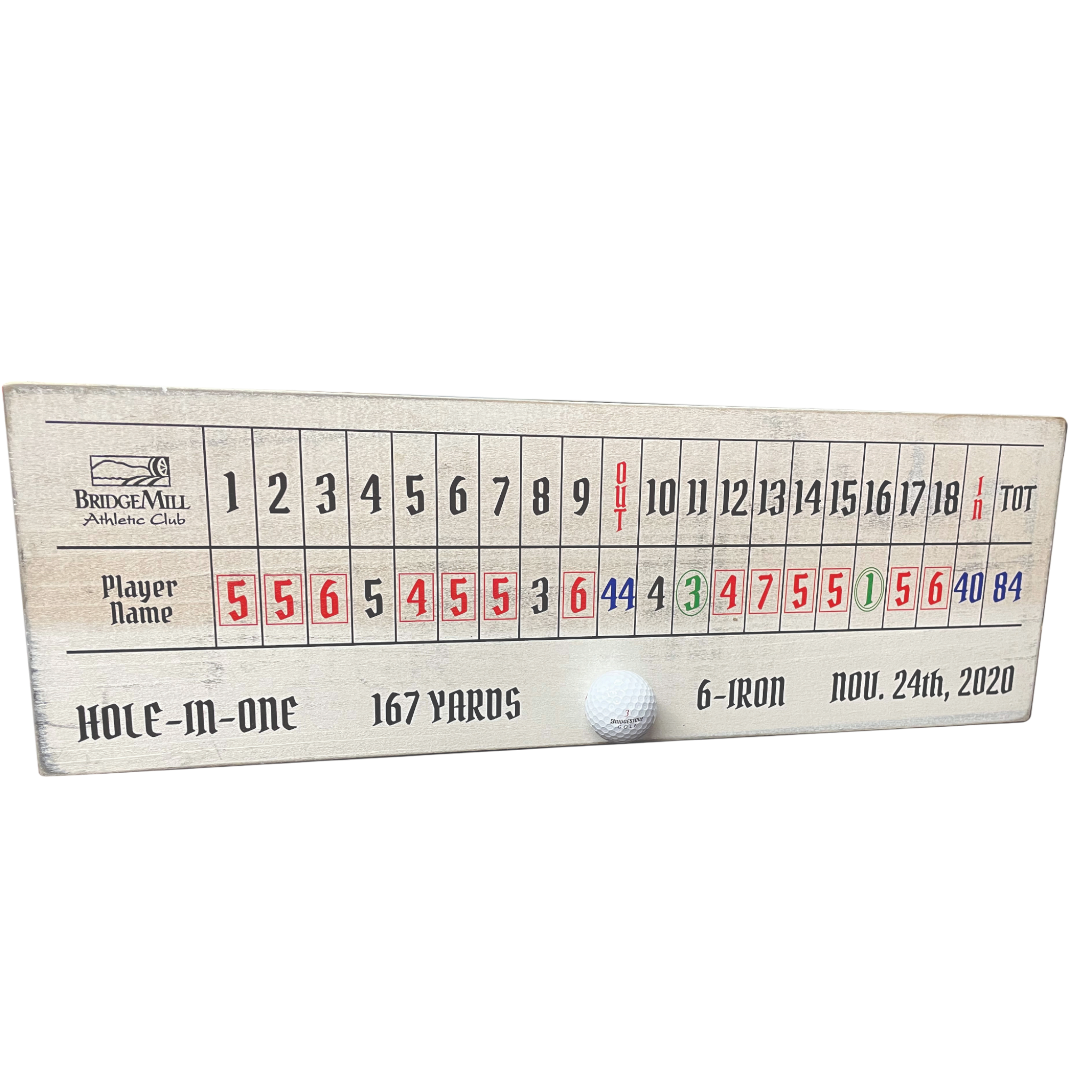 White Washed Wood Hole-In-One Sign