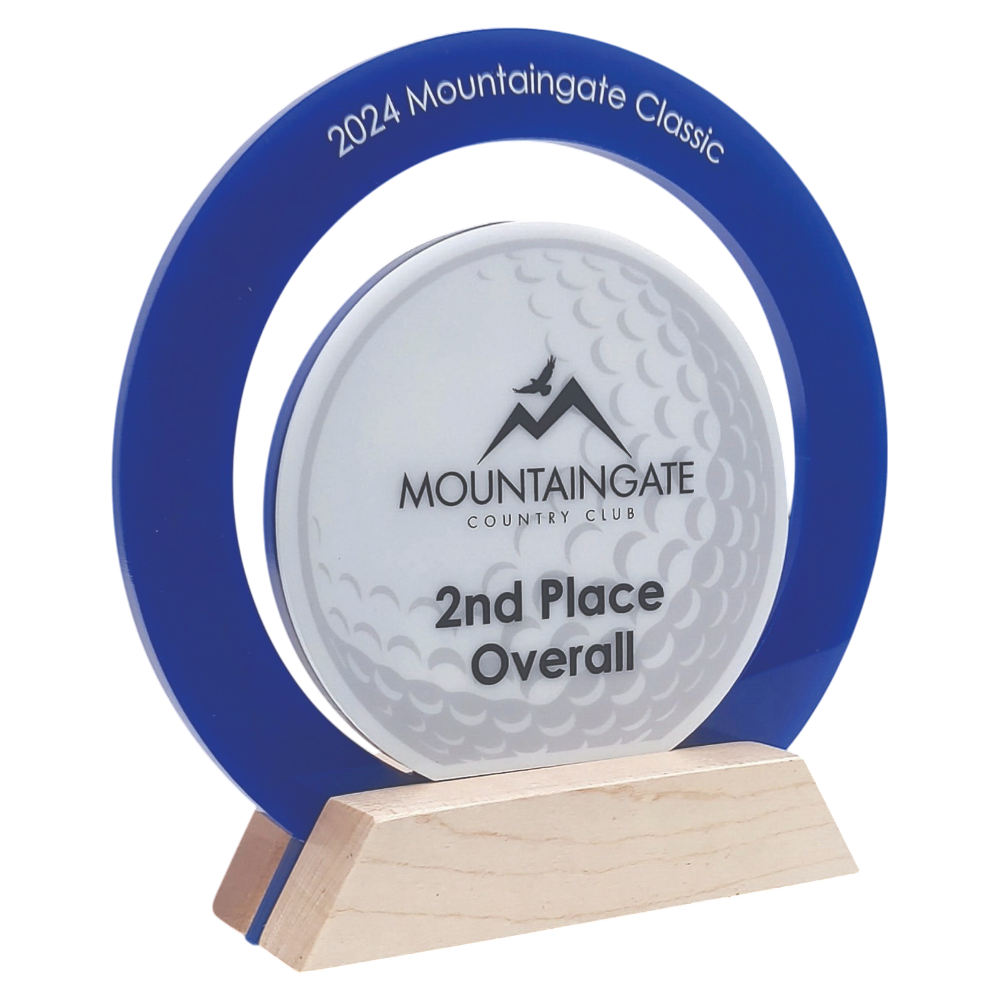 Golf Ball Acrylic Award on Wood Base