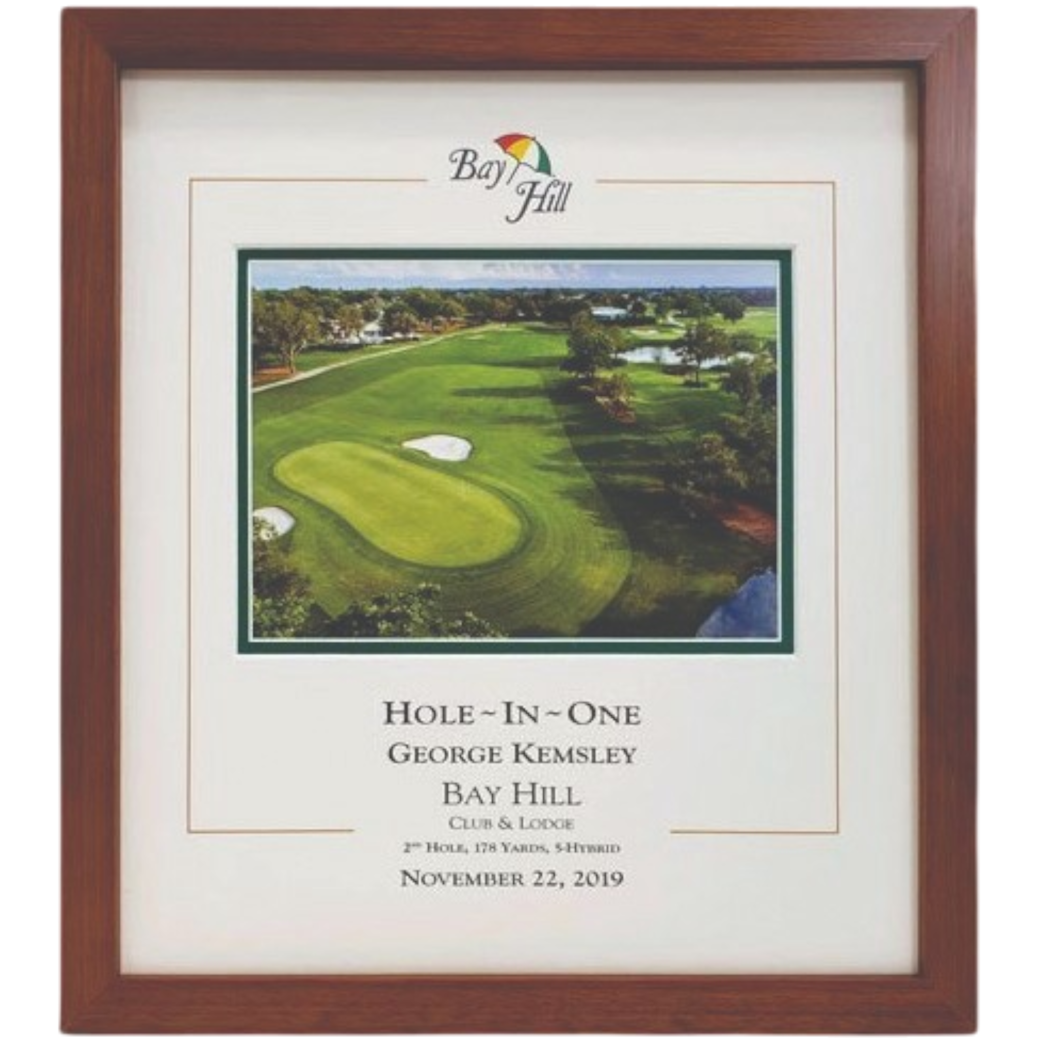 Framed Printed Top Matte and Photo Hole-in-One Award