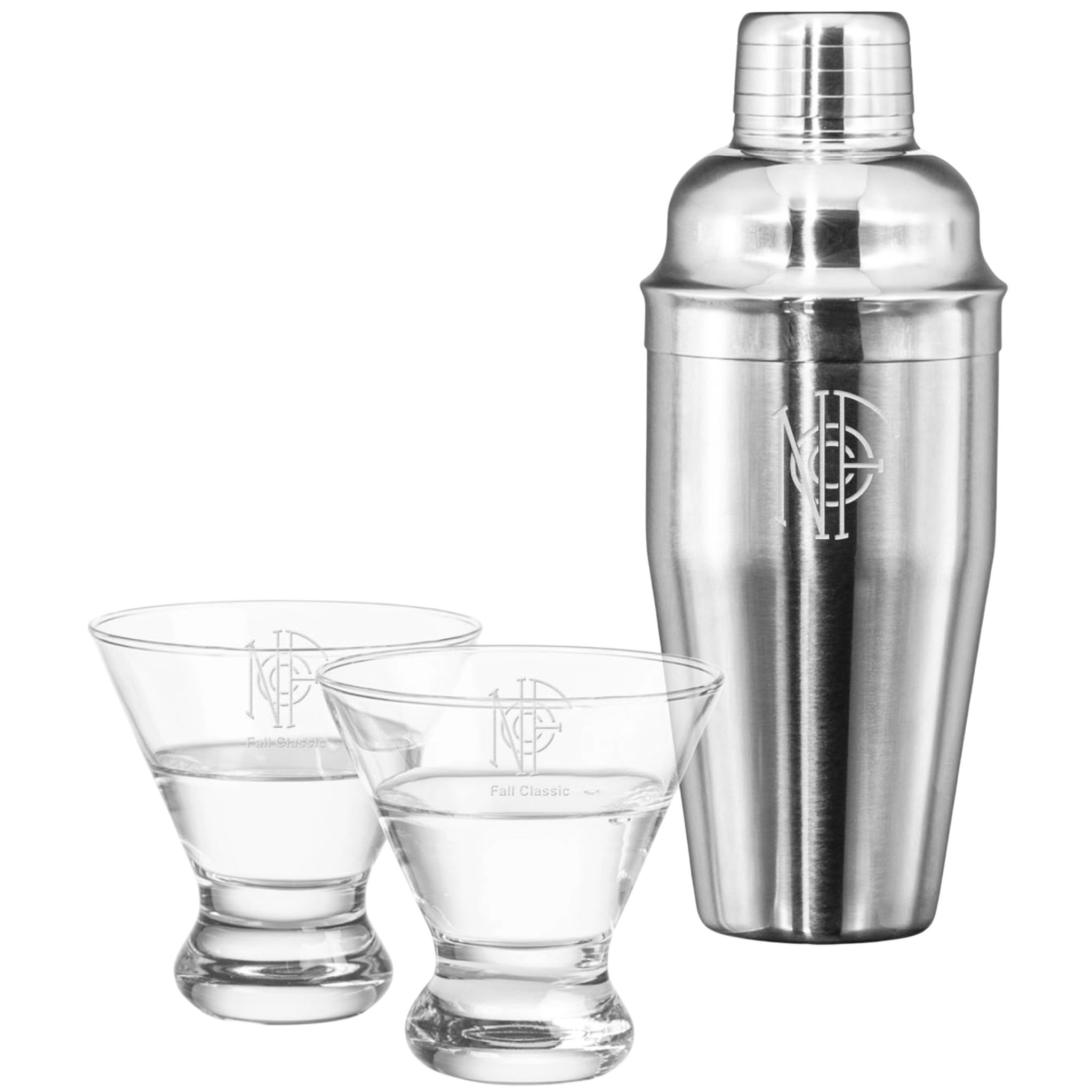 Etched Shaker and Martini Glass Gift Box Set