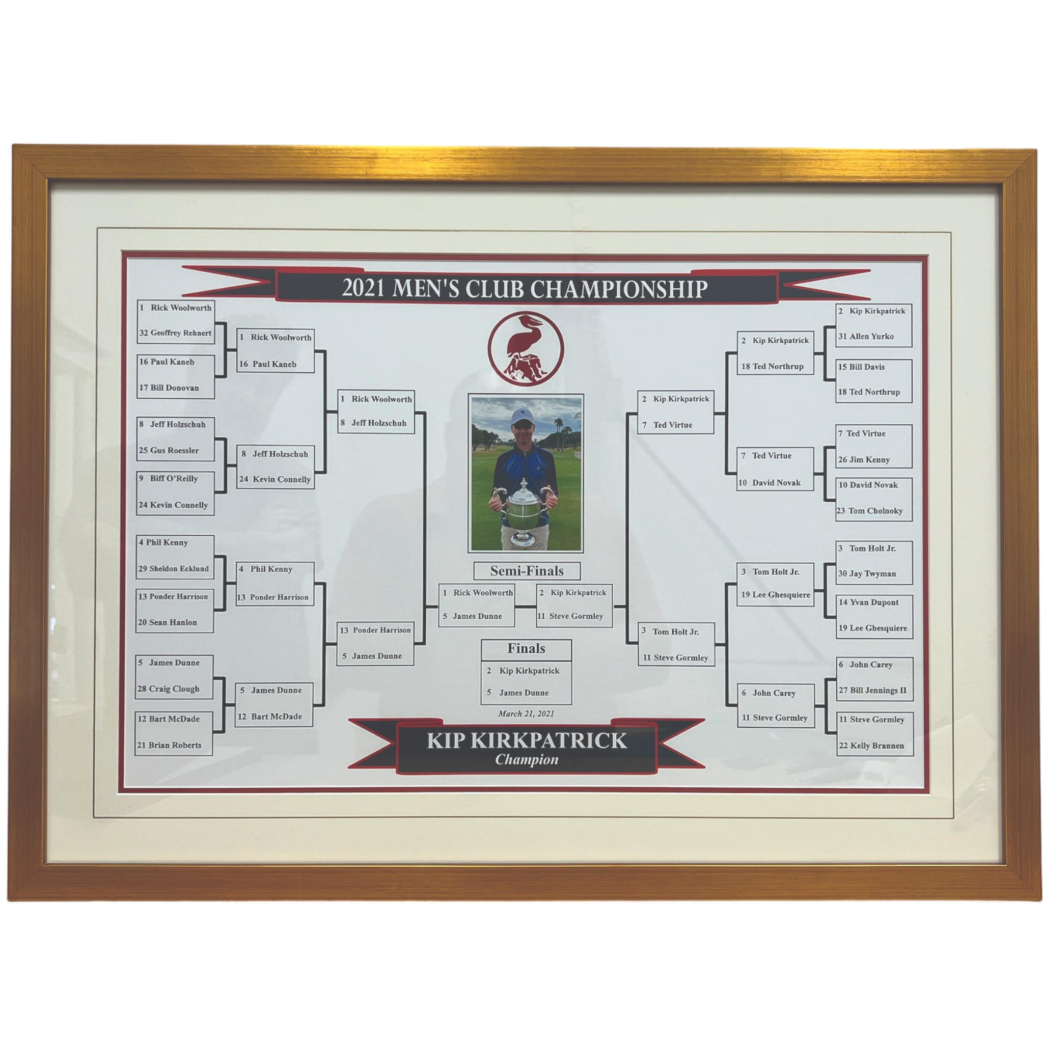 Custom Match Play Bracket Framed Award