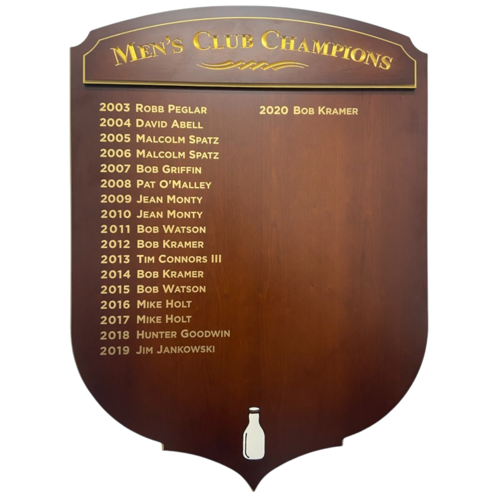 Custom Ornate Single Pane Shield Panel with Separate Engraved Header & 3D Logo