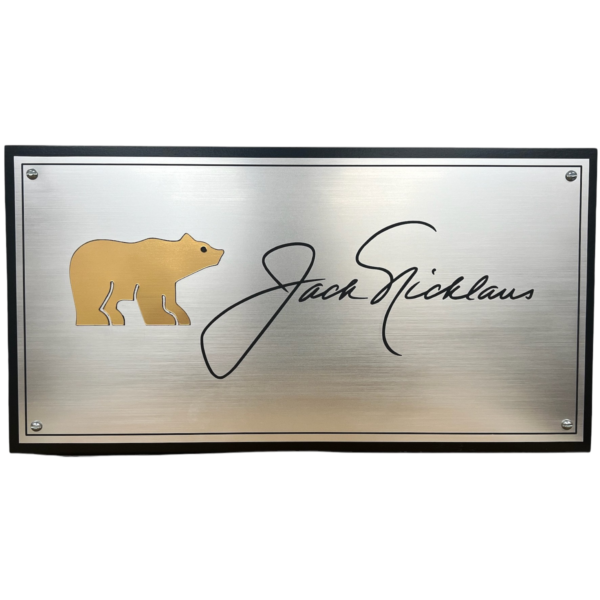Custom Front Engraved Silver Plate with Custom Logo Shaped Gold Plate Mounted on Top