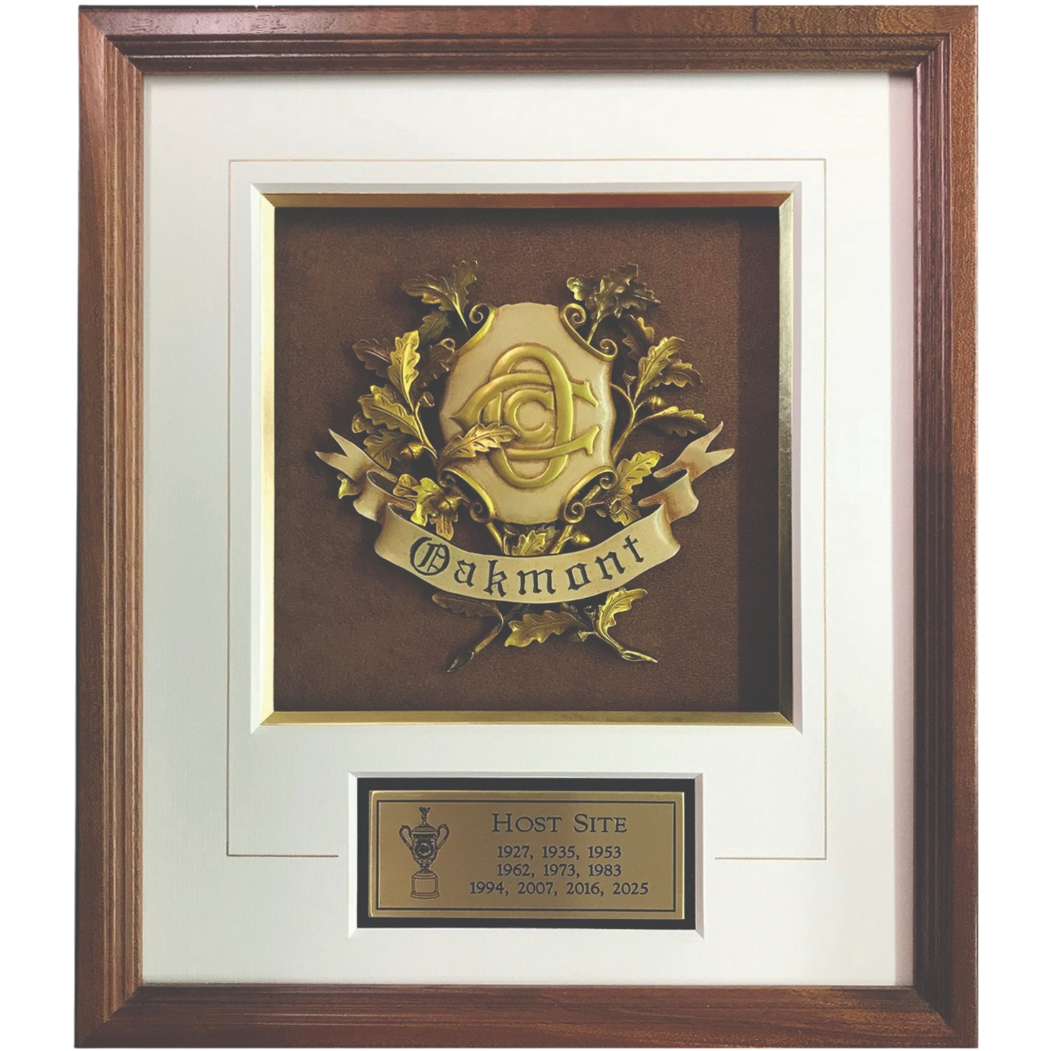 Custom Cherry Wood Framed Shadow Box with Full Color Han Painted 3D, Gold Filet and Engraved Brass Plate