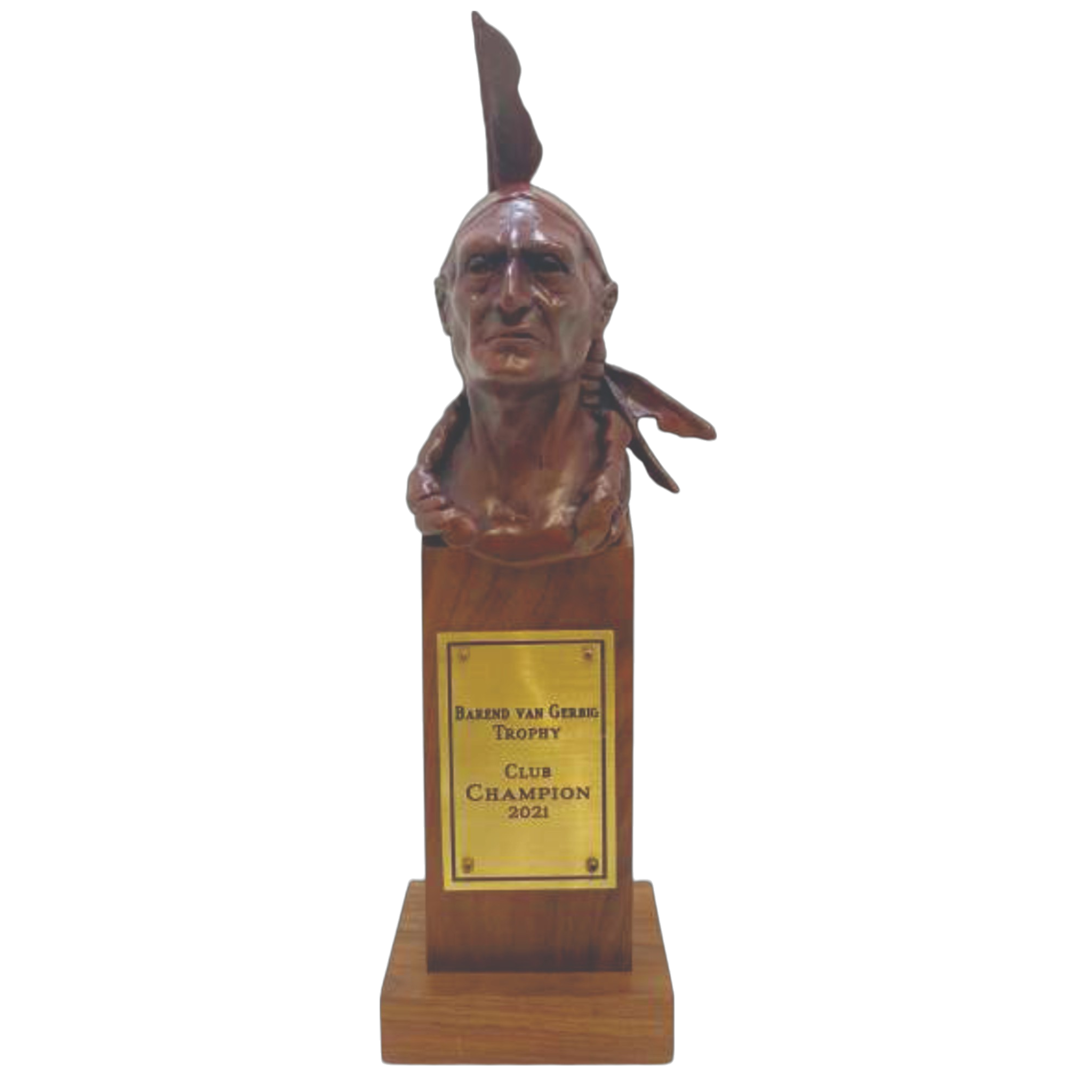 Custom Bronze Statue Topped Base with Engraved Plate