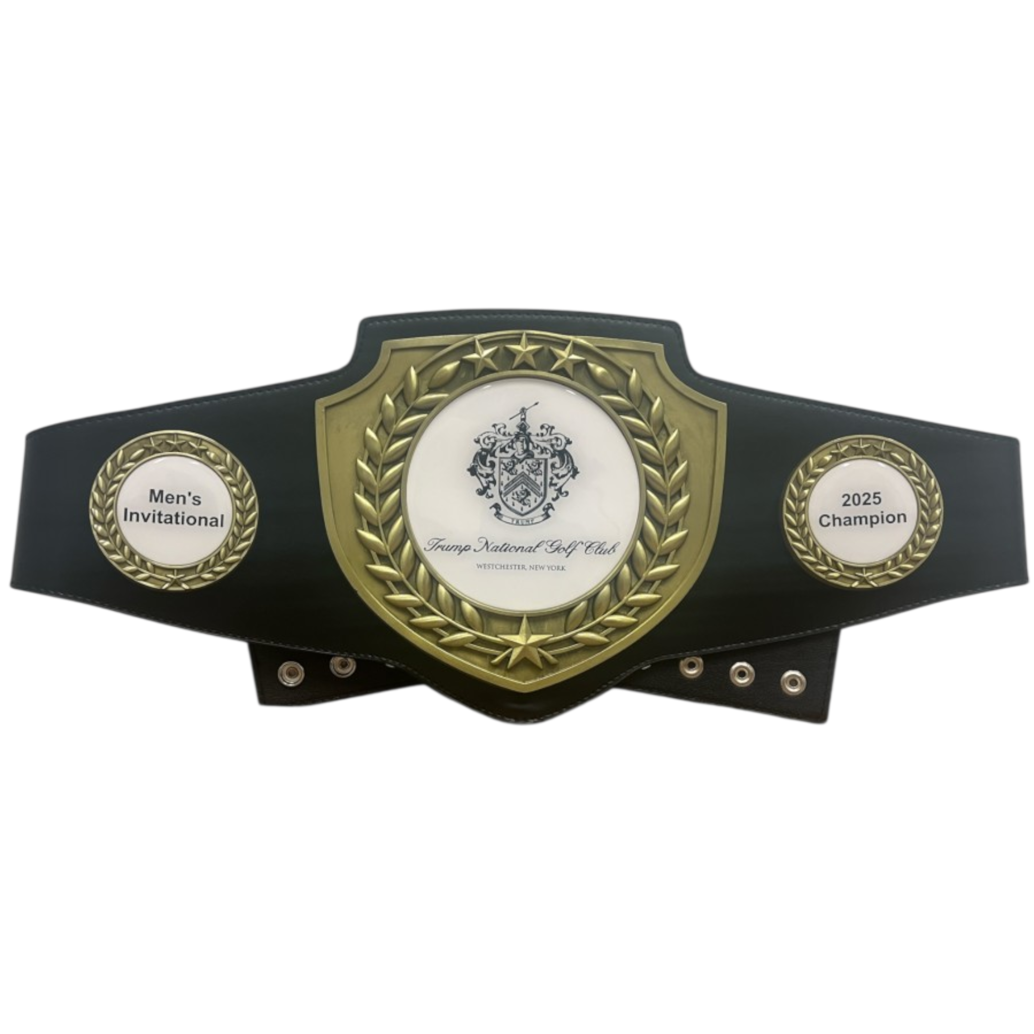 Black Leather Adjustable Champion's Belt With Heavy Duty Snaps