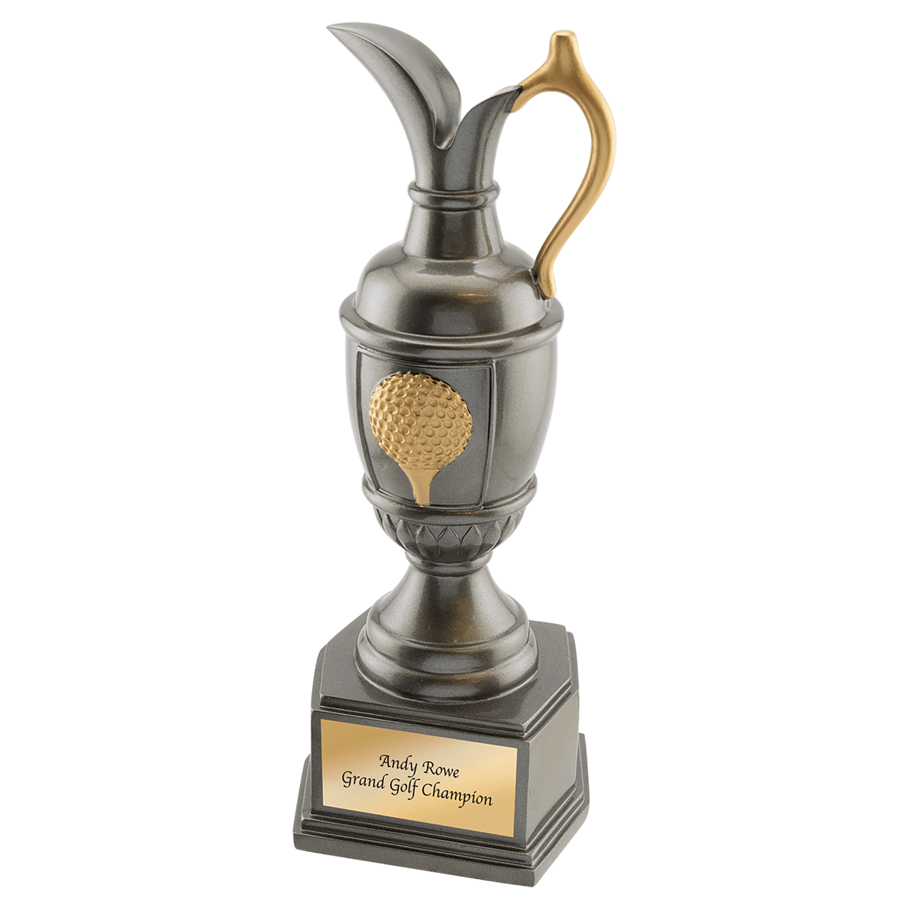 Gunmetal and Gold Resin Claret Jug on Base