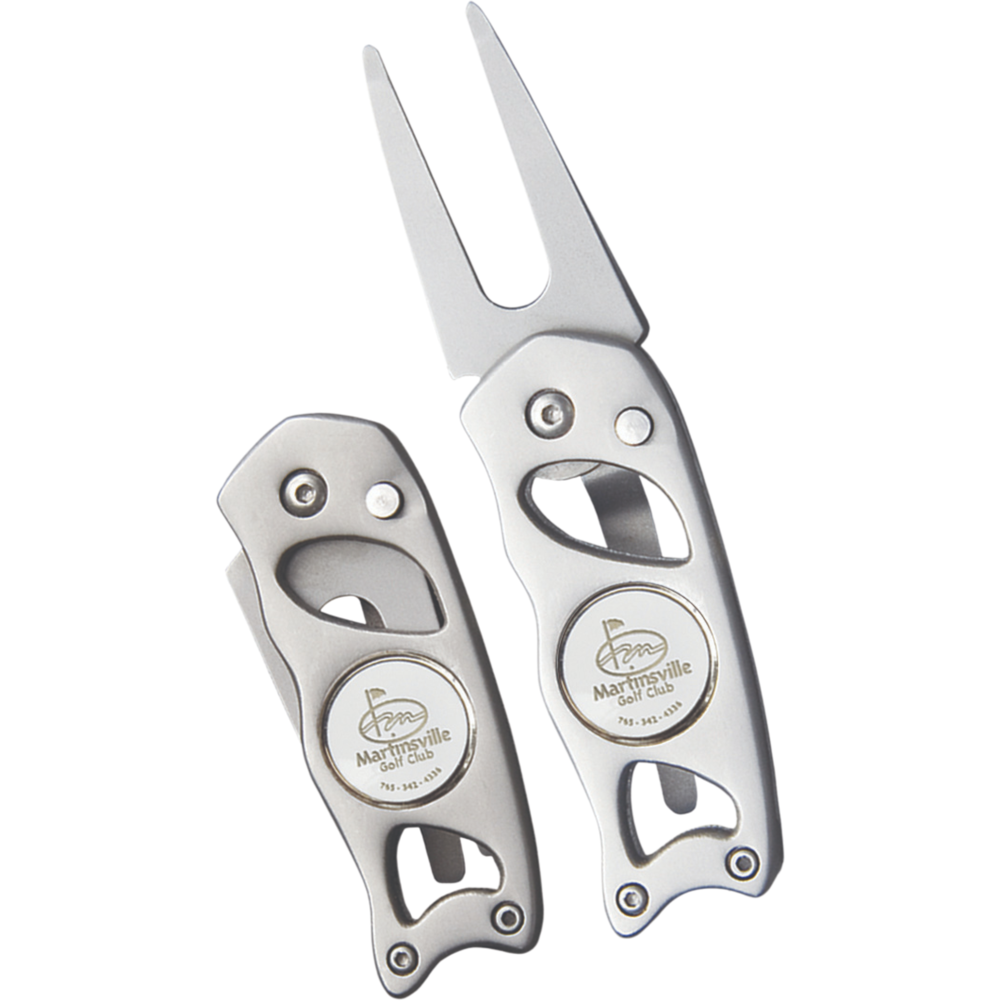 Switchblade Metal Divot Tool With Logoed Magnetic Ball Marker