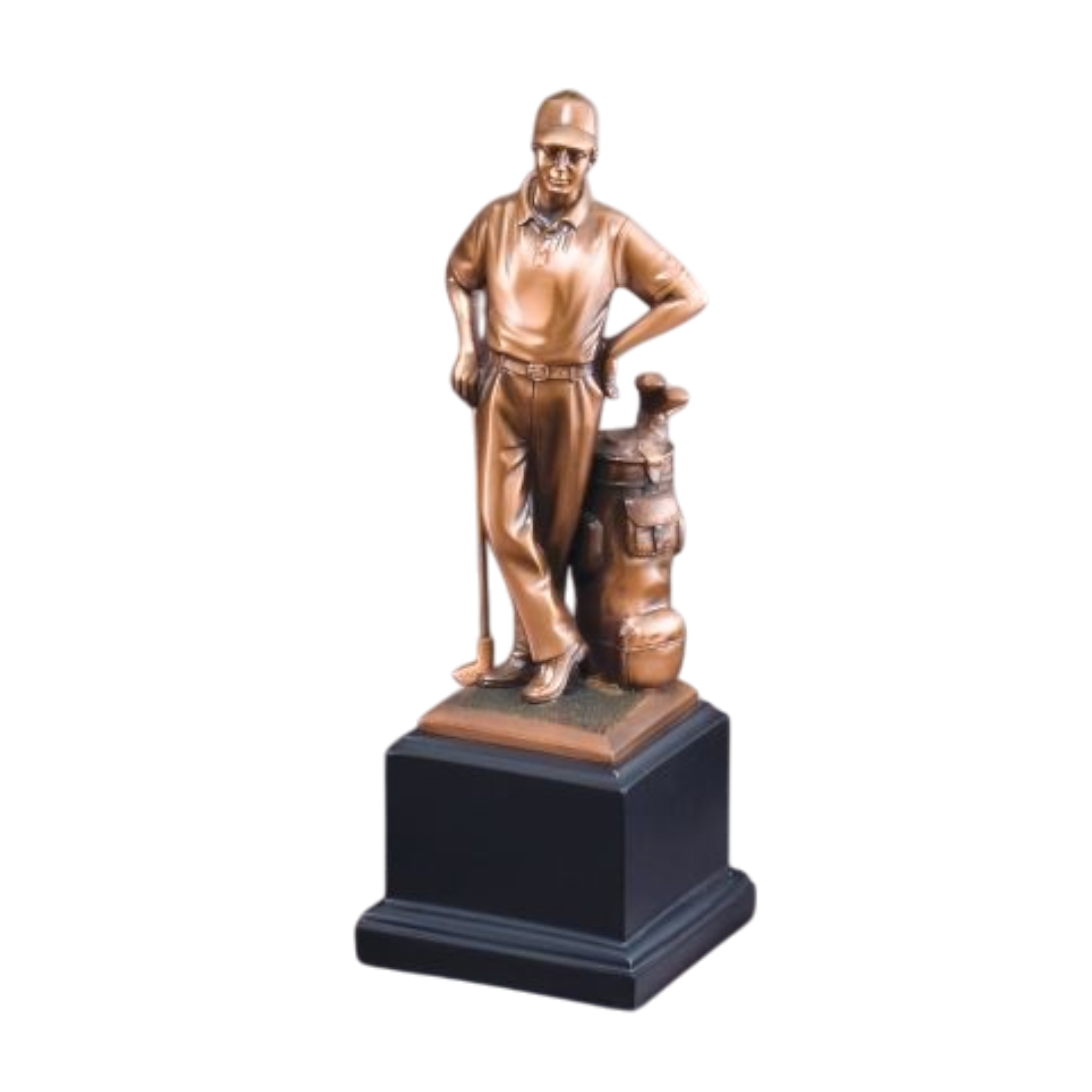 Male Golf Sculpture On Black Wood Base