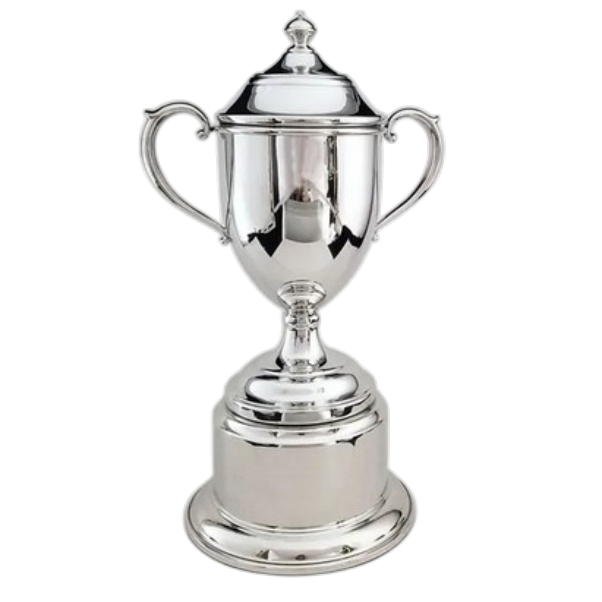 Pewter Trophy Cup with Lid on Pewter Base