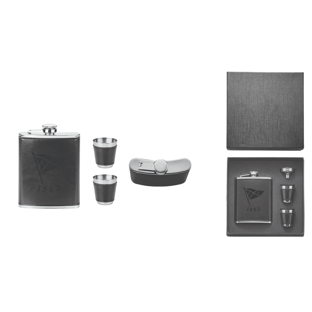 7 Oz. Leatherette Flask Gift Box Set
