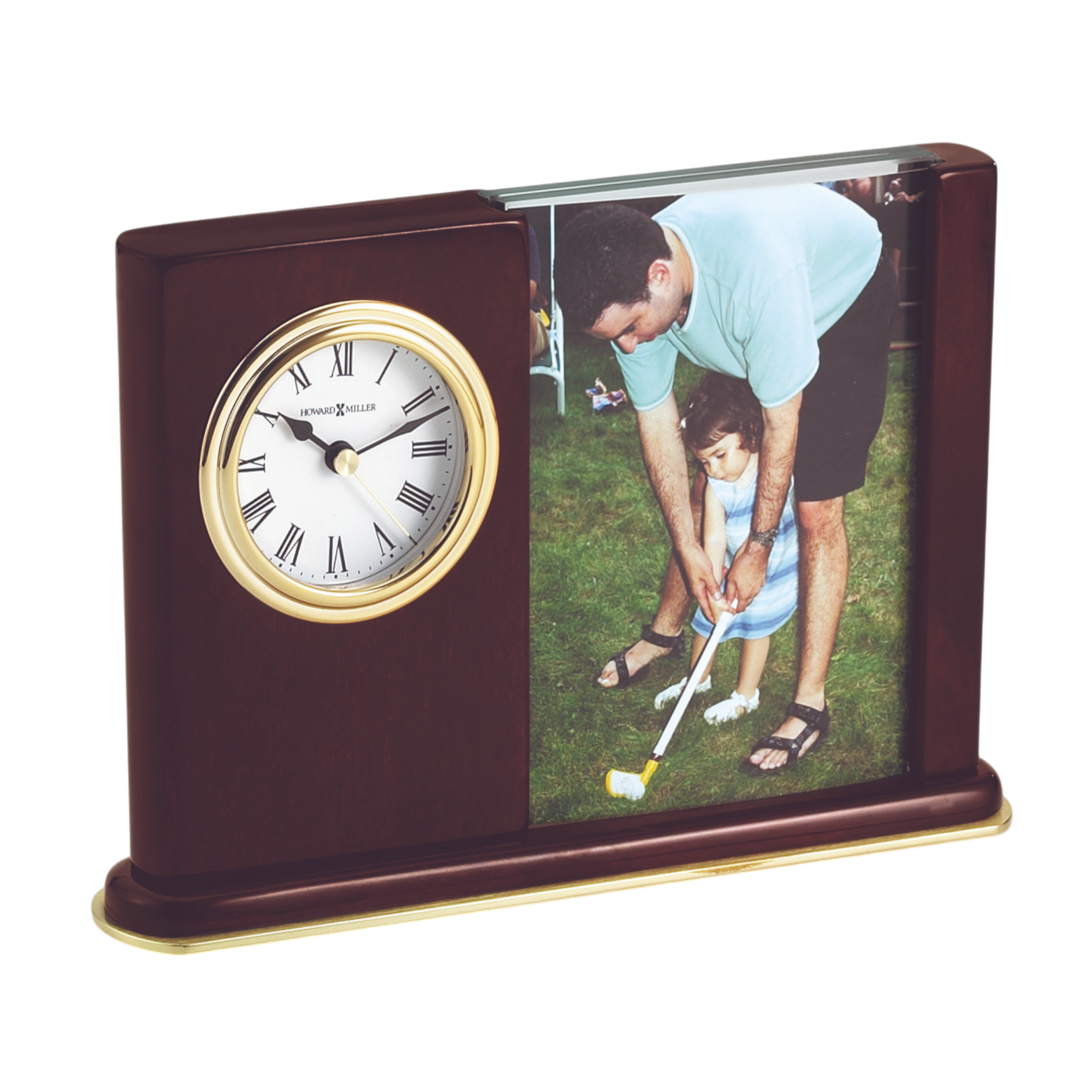 Rosewood Desk Clock & Picture Frame