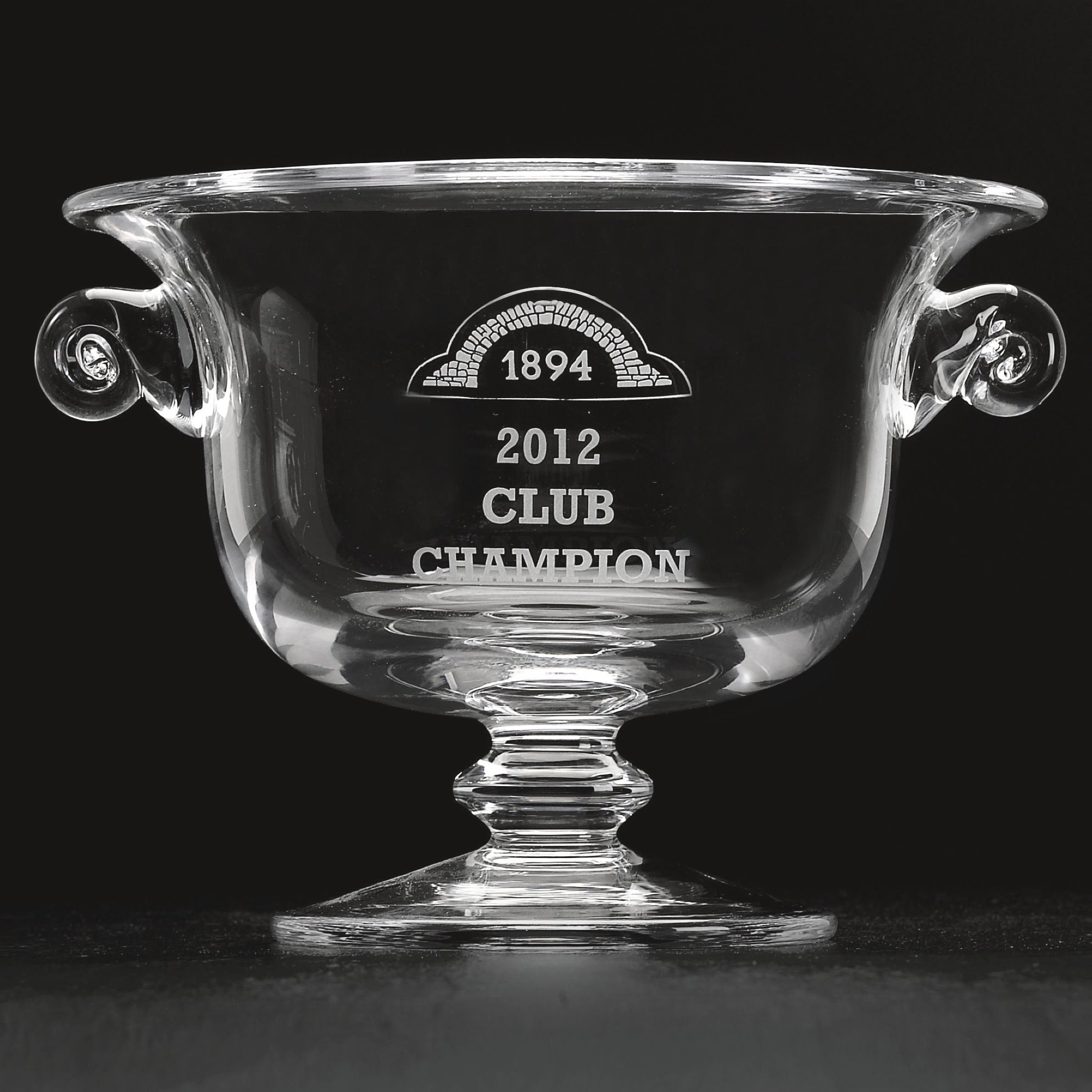 Champion Mouth Blown Crystal Centerpiece Trophy
