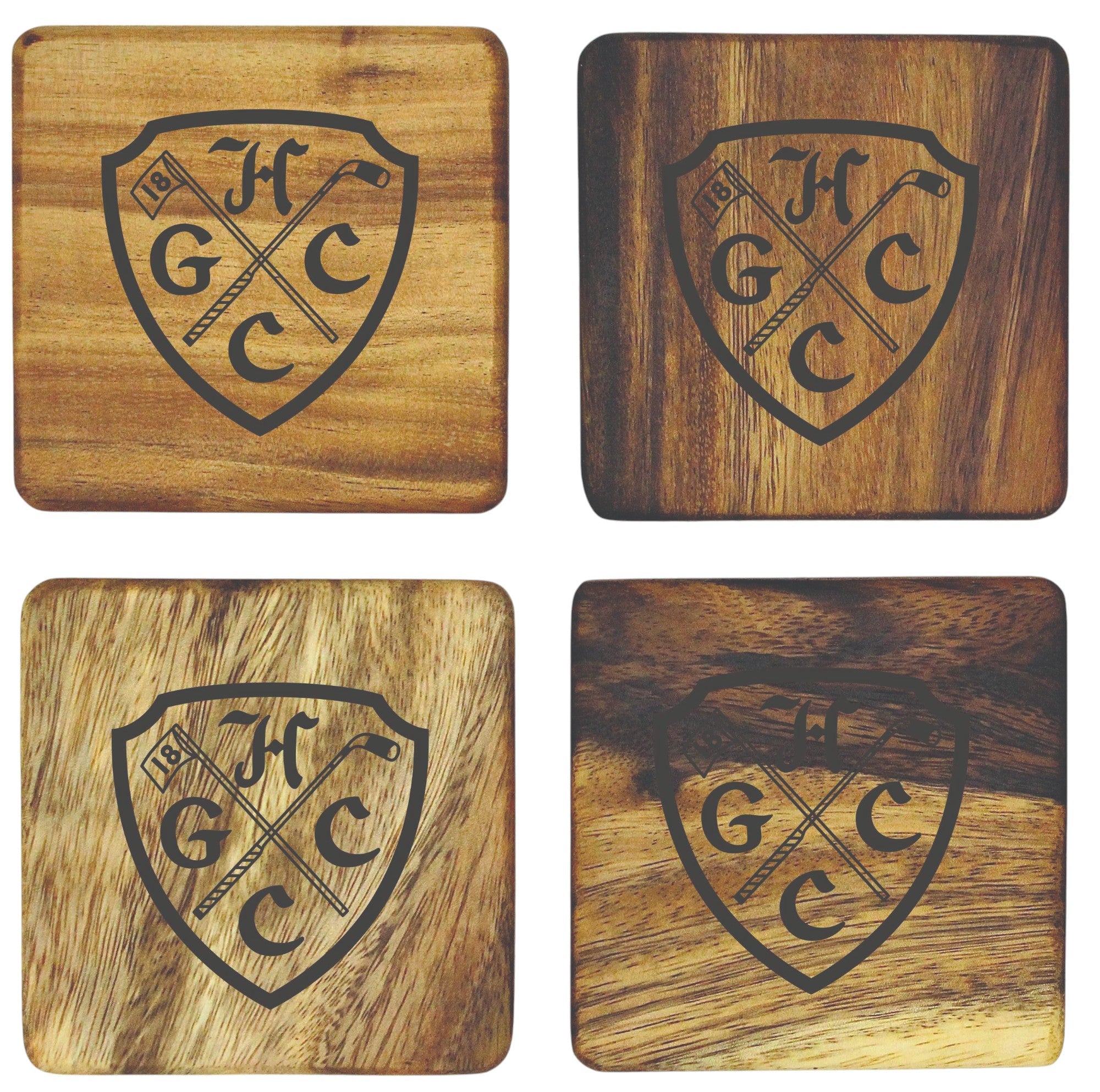 Set Of 4 Walnut Coasters Lasered With Logo