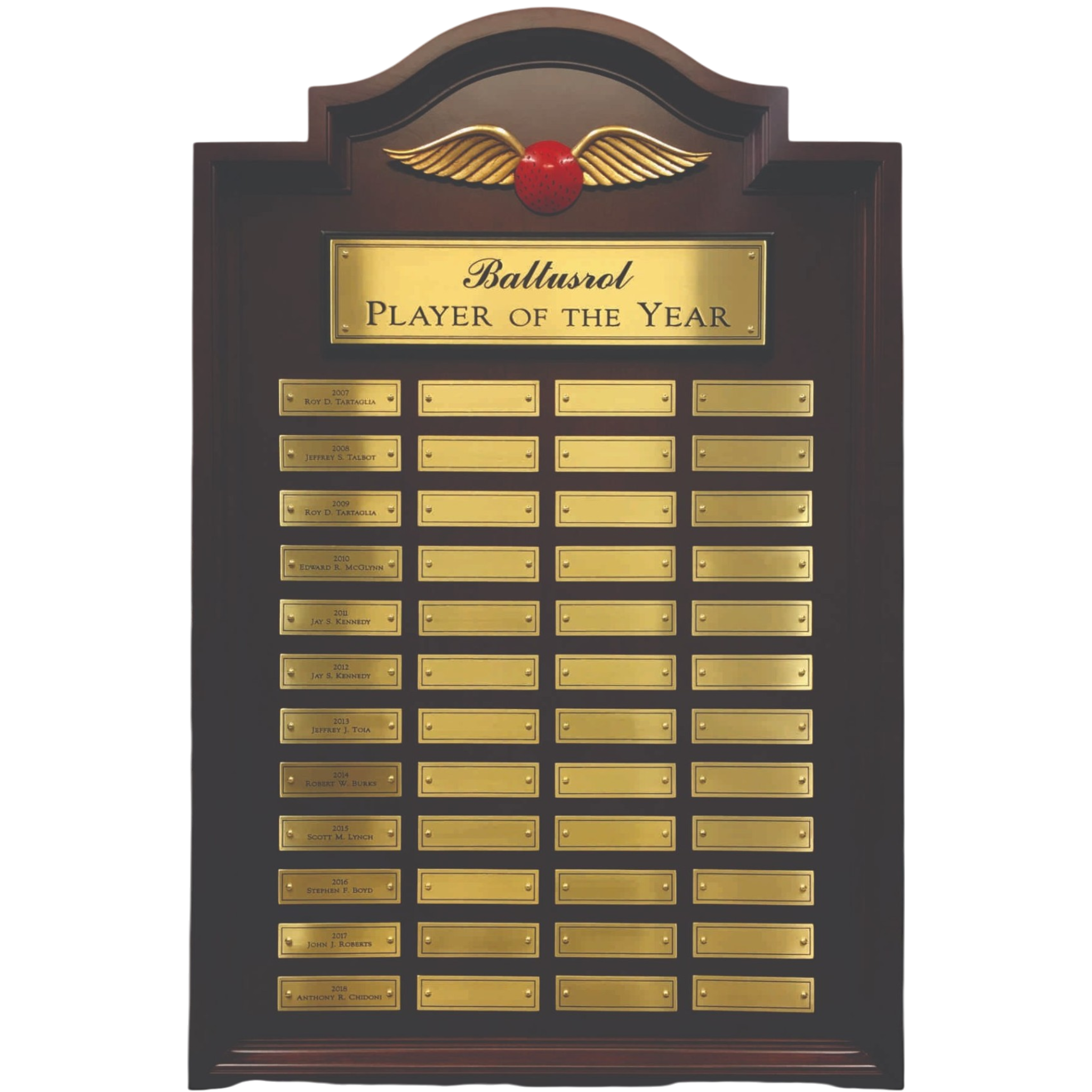 Custom Wood Bonnet Top Recognition Panel with 3D Logo, Engraved Header and Body Plates
