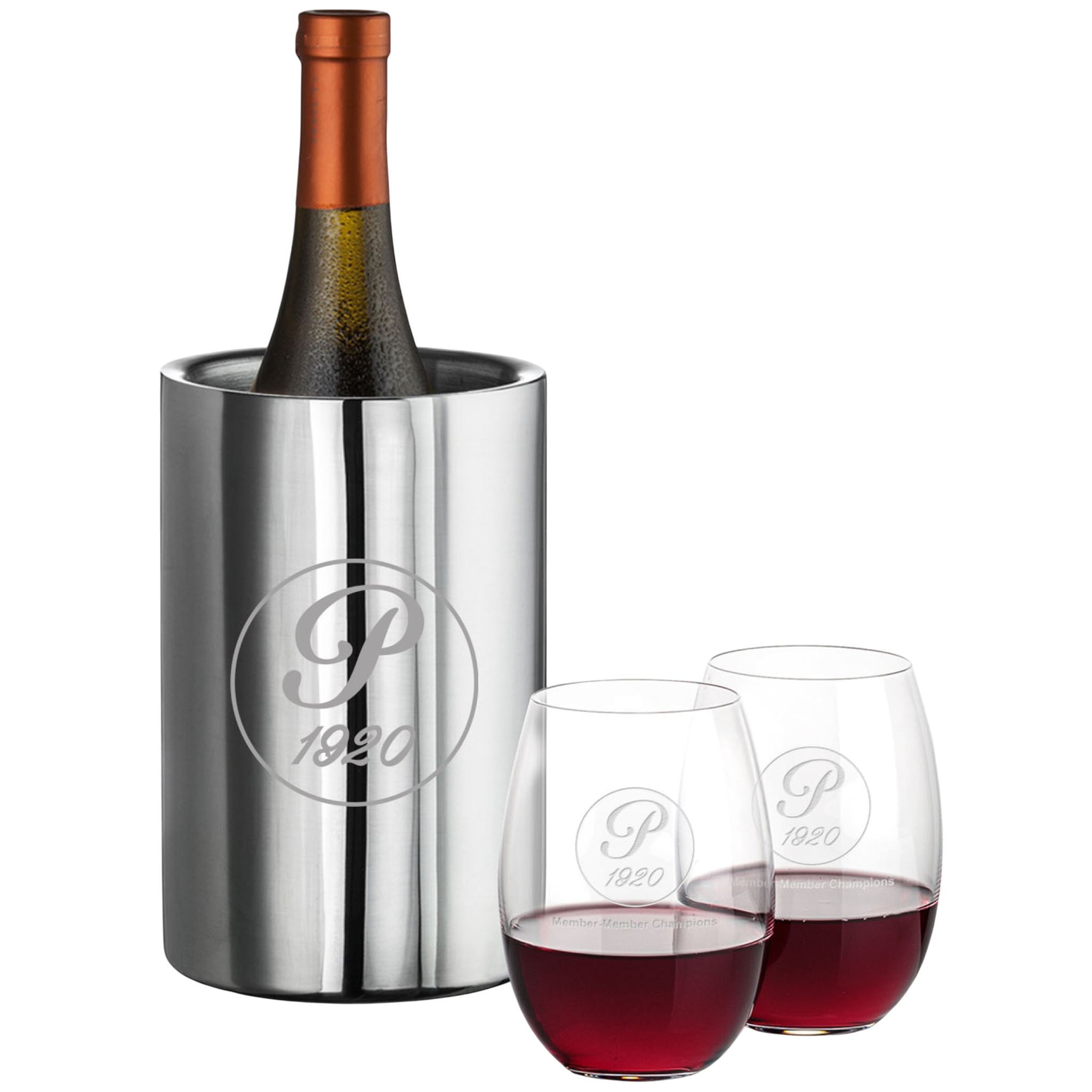 Wine Cooler and Stemless Wine Glasses Gift Box Set