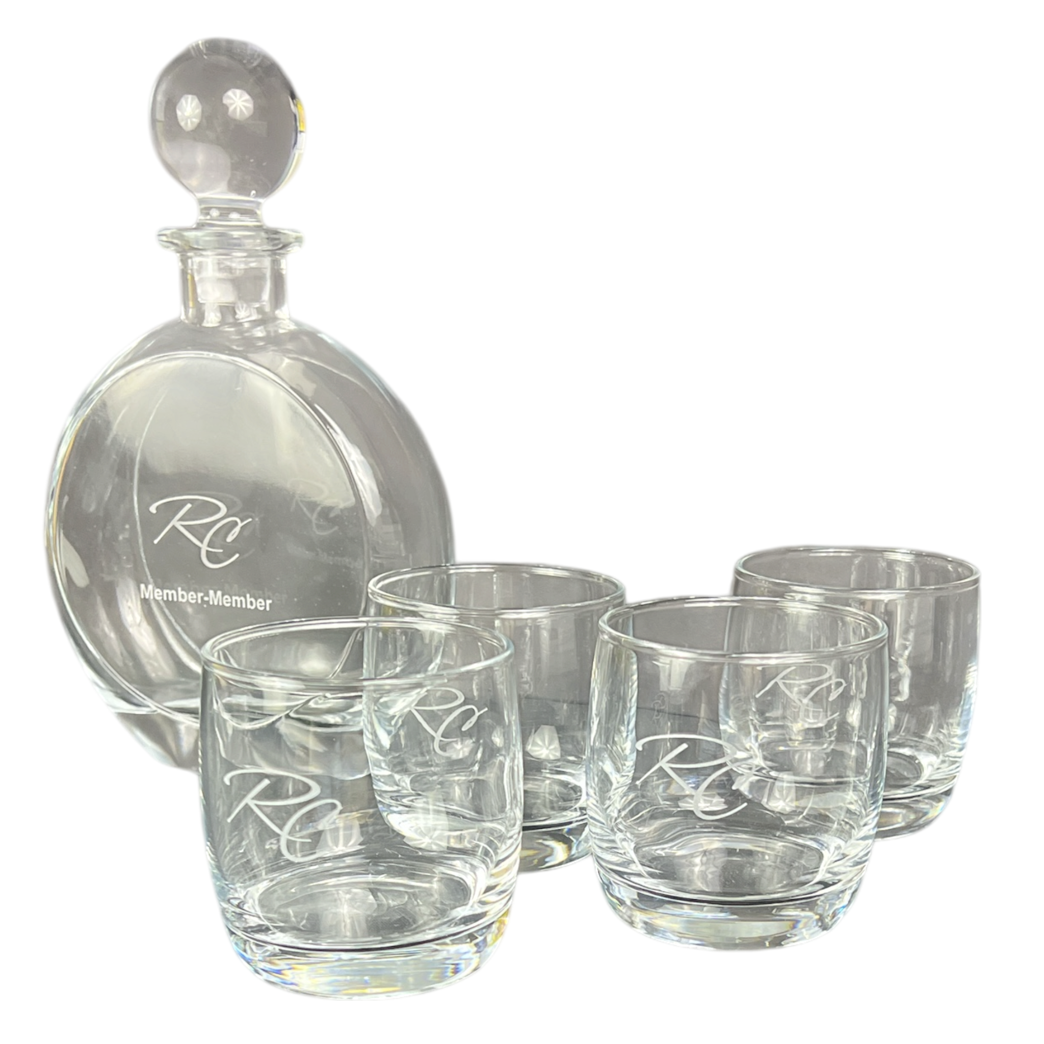 Etched Glass Decanter Set
